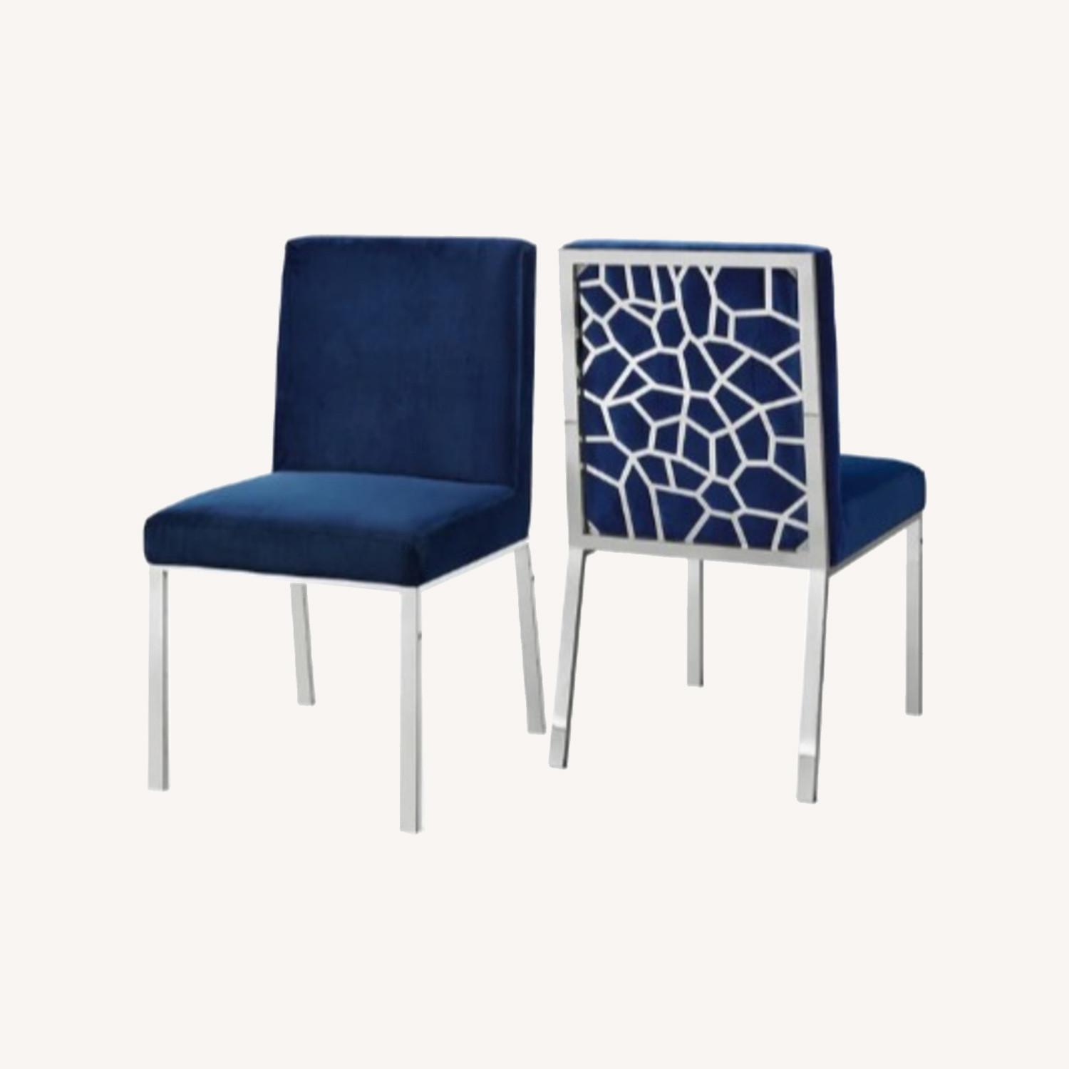 Blue Velvet Suede Modern Chairs - image-0