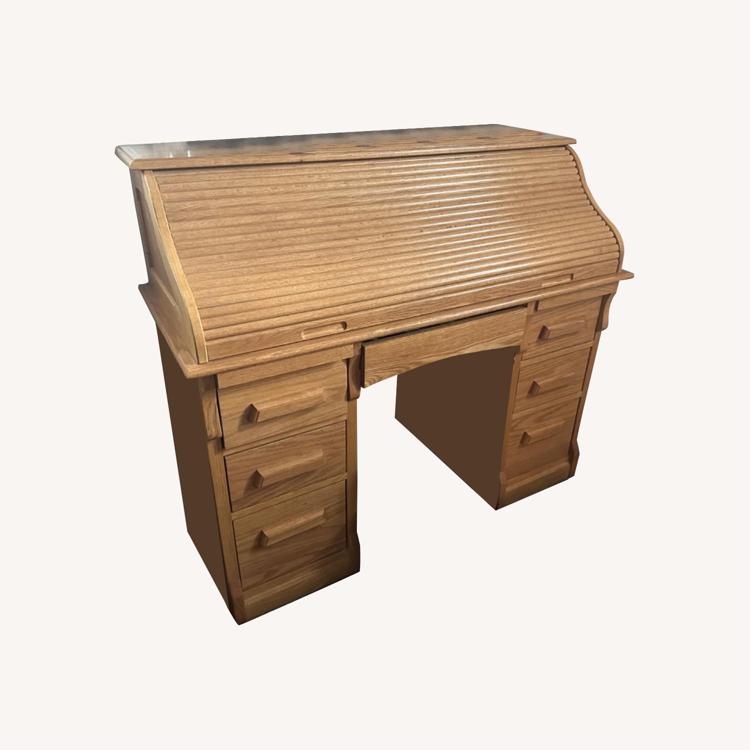 Handmade Oak Executive Roll Top Desk - image-0