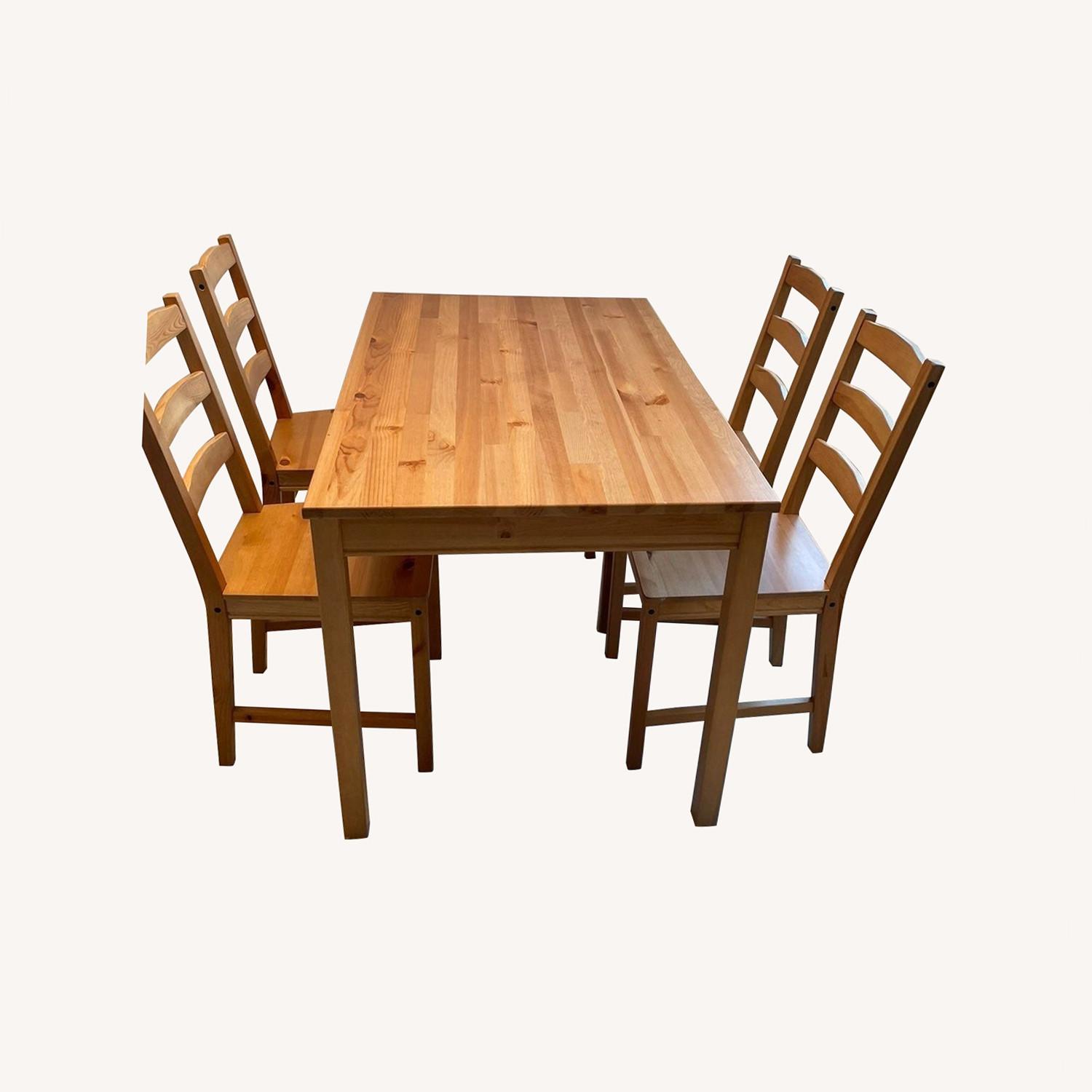 Ikea dining table set with 4 wooden chairs aptdeco