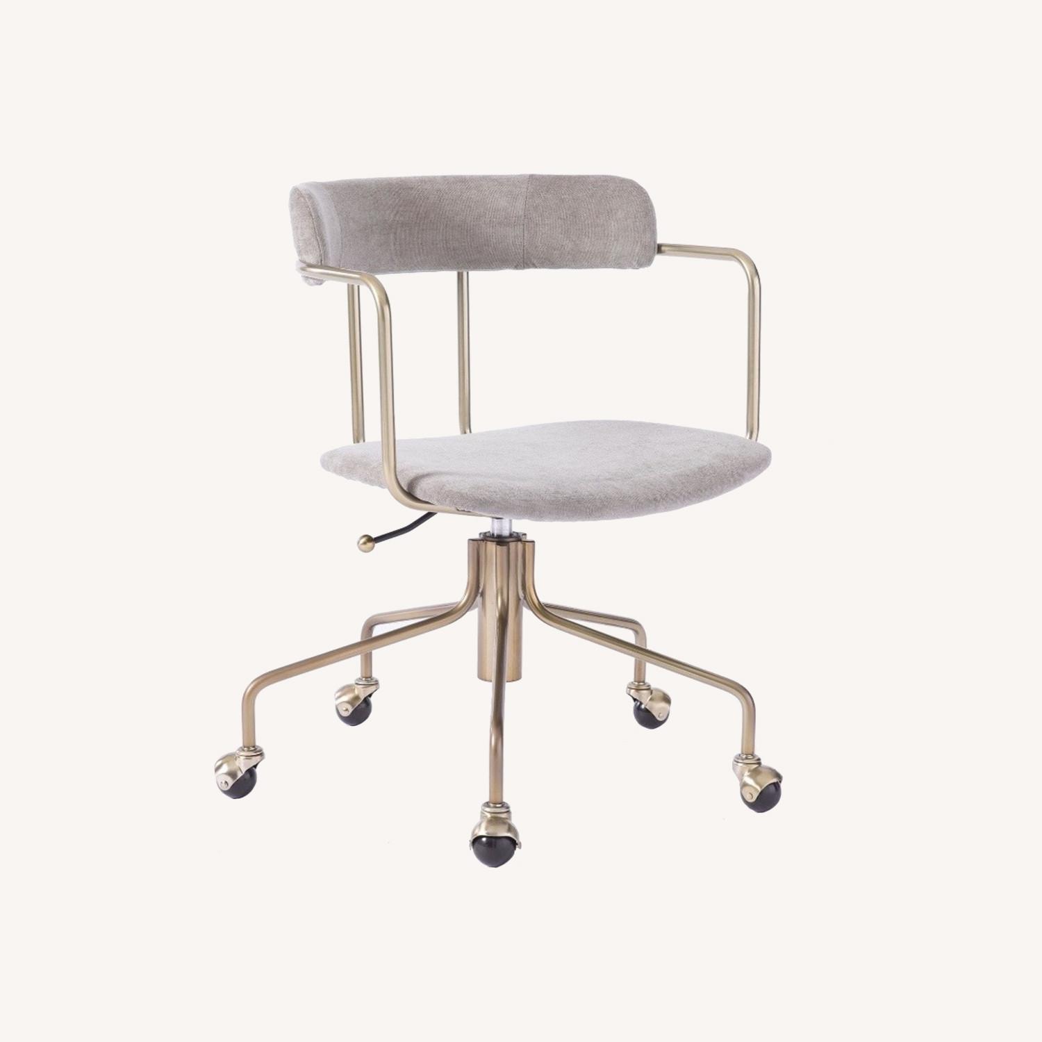 West Elm Lenox Swivel Office Chair in Grey & Brass AptDeco