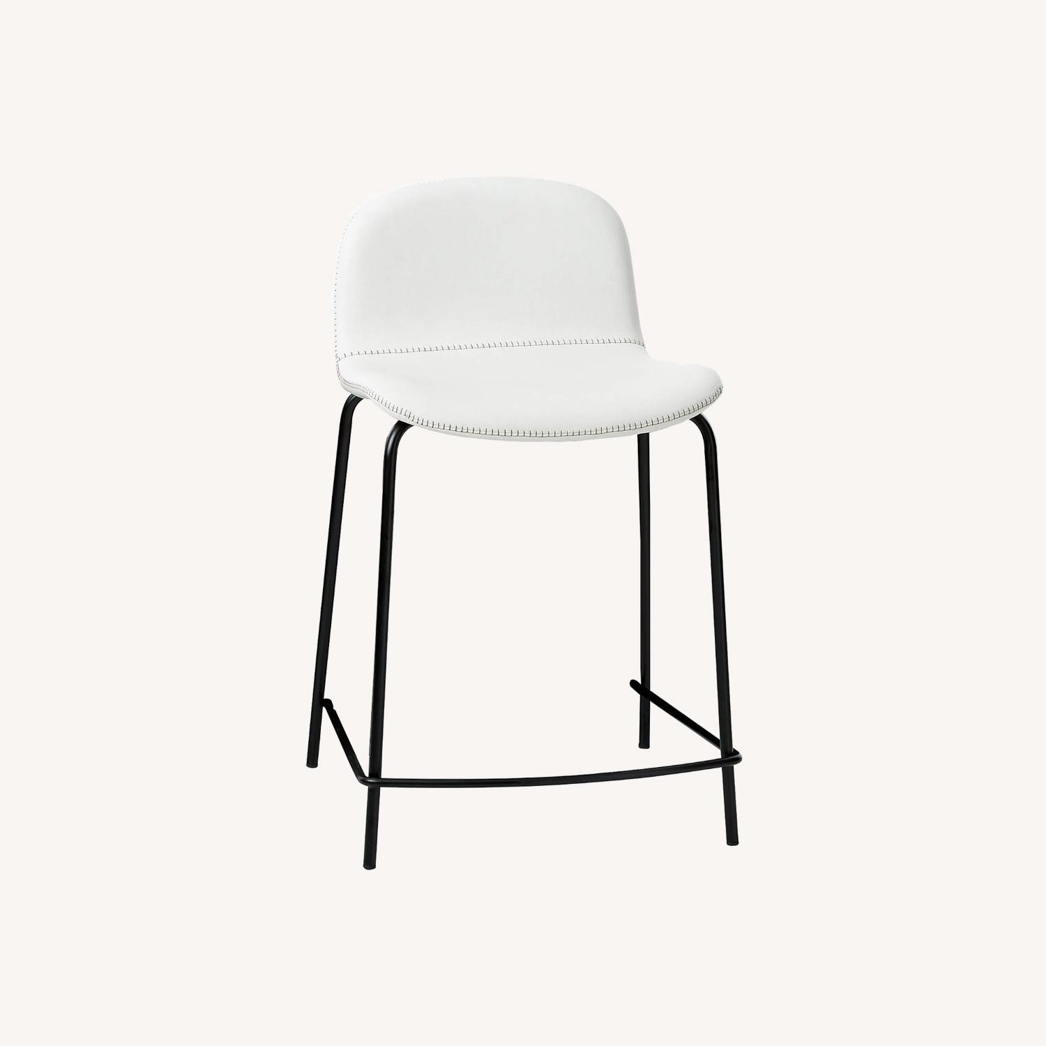 CB2 White Leather Barstools AptDeco