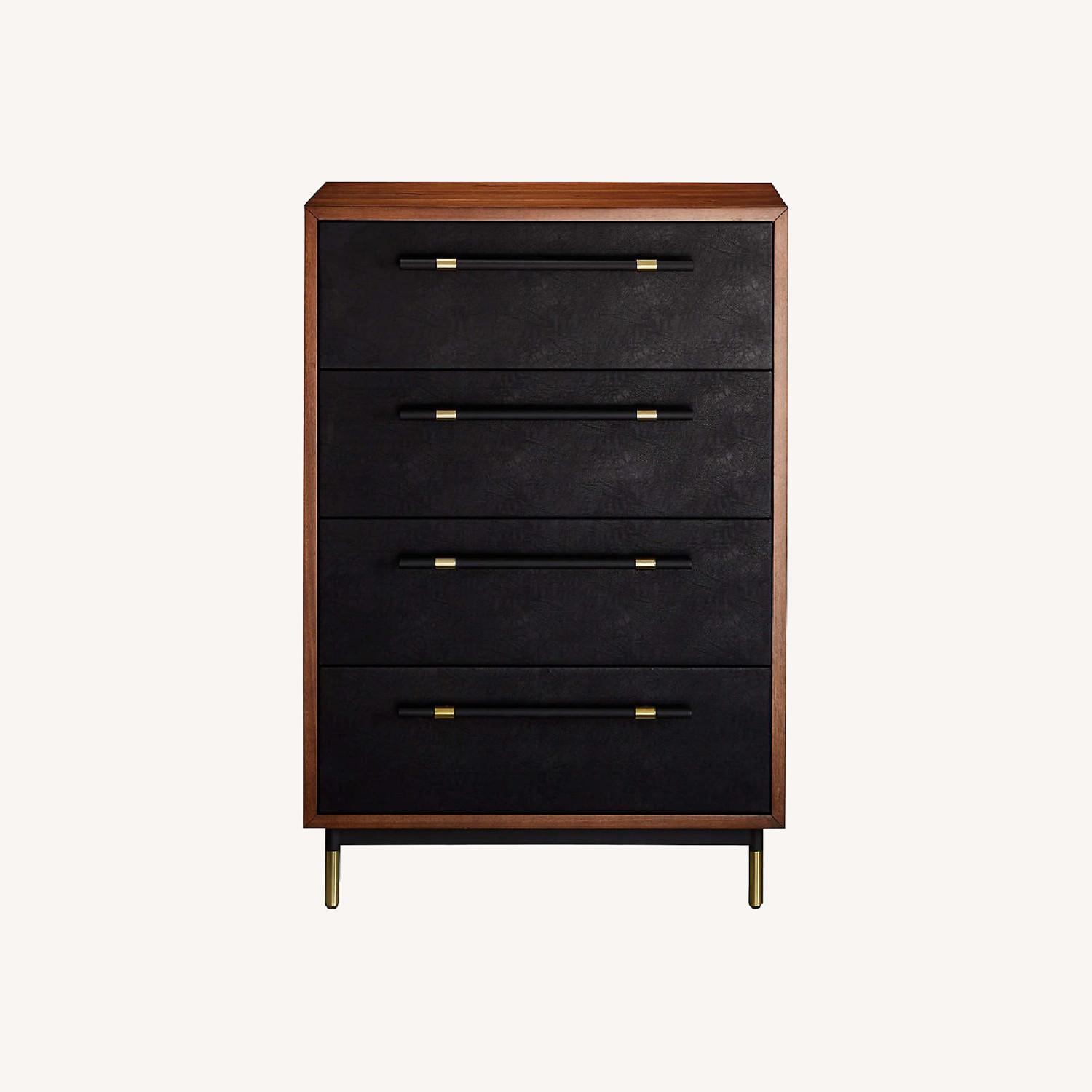CB2 Reclaimed Acacia Wood Dresser With Faux Leather AptDeco
