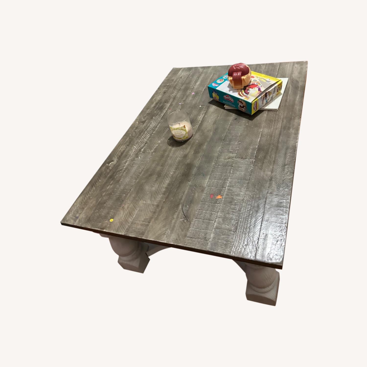 Ashley Furniture Grey White Wood Coffee Table AptDeco