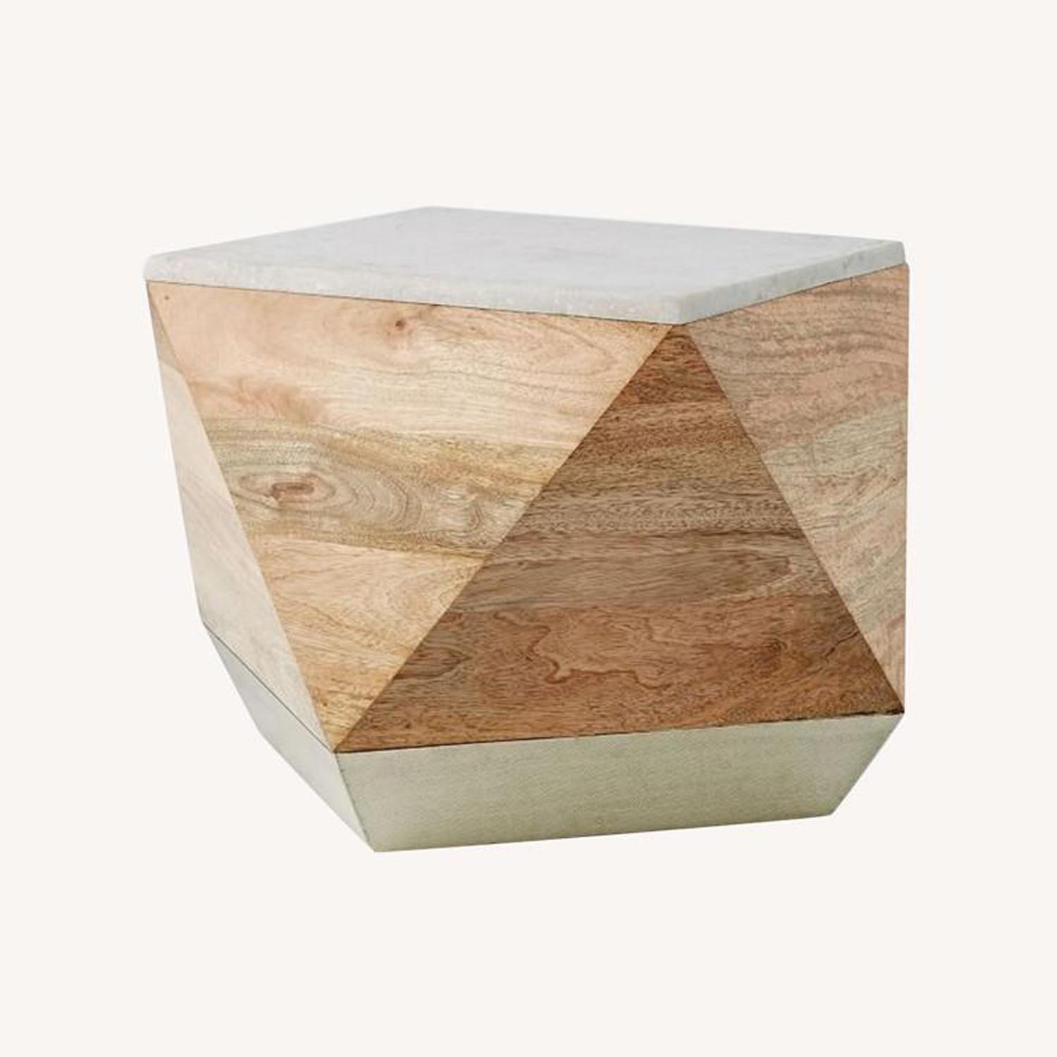 West Elm Marble and Mango Wood Side Table AptDeco