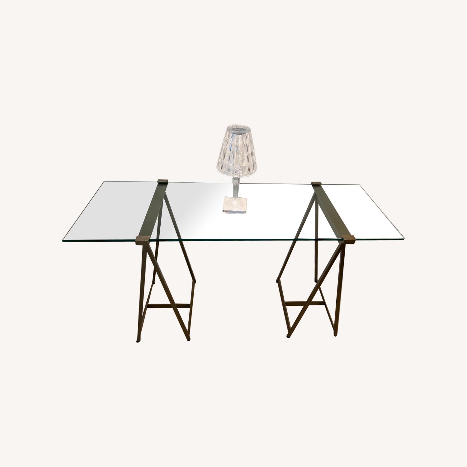 Ethan Allen Glass Desk AptDeco