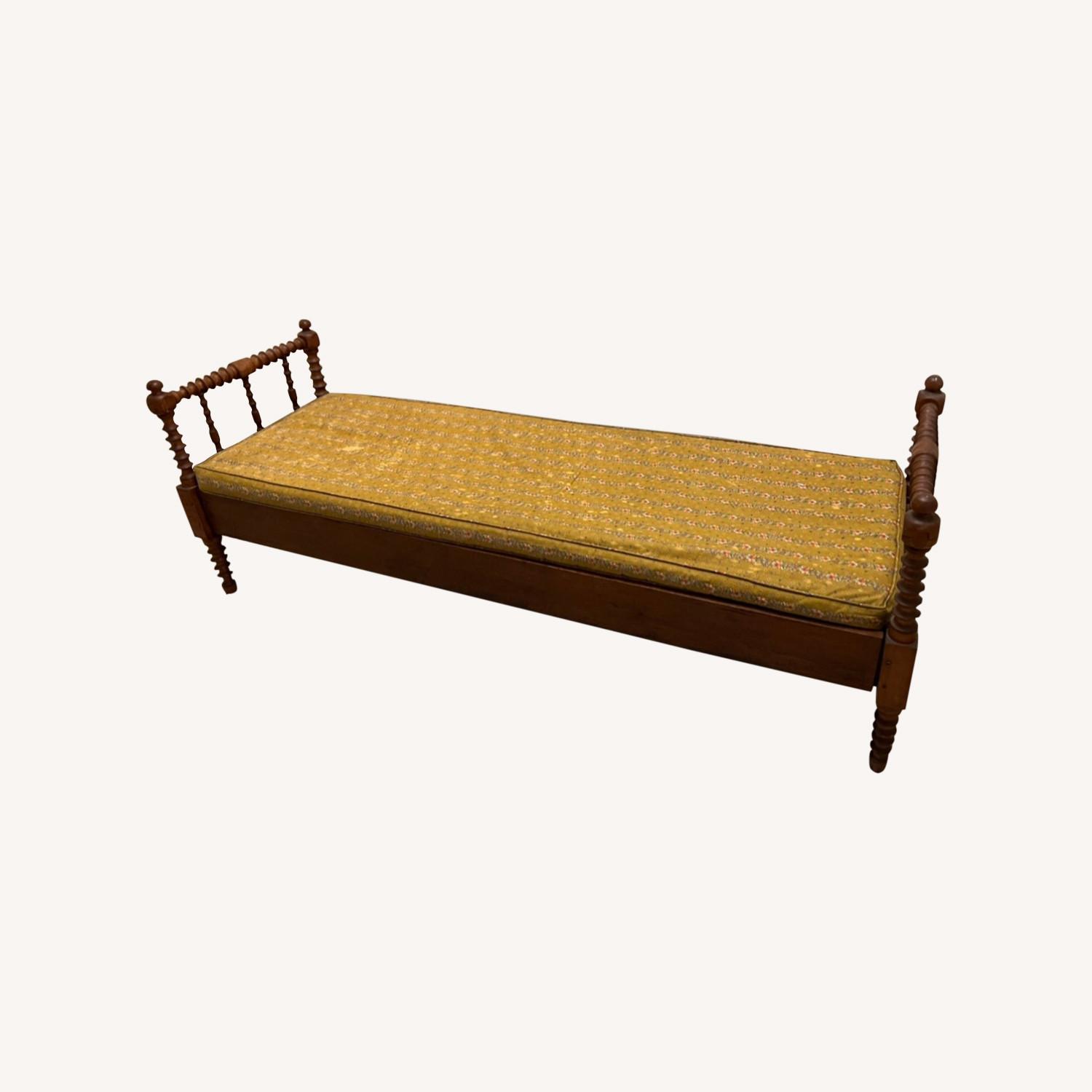 Antique Chaise Lounge With Unique Wood Spindles - image-0