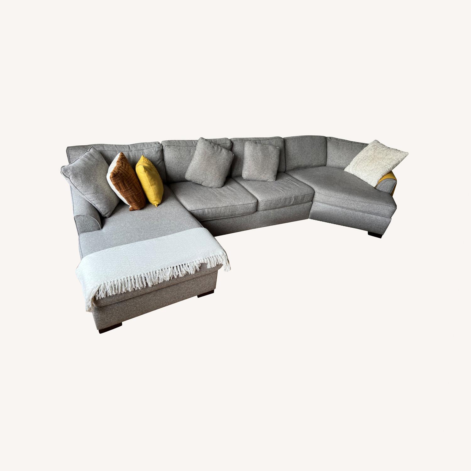 Macy's Cuddly Grey Sectional Couch AptDeco