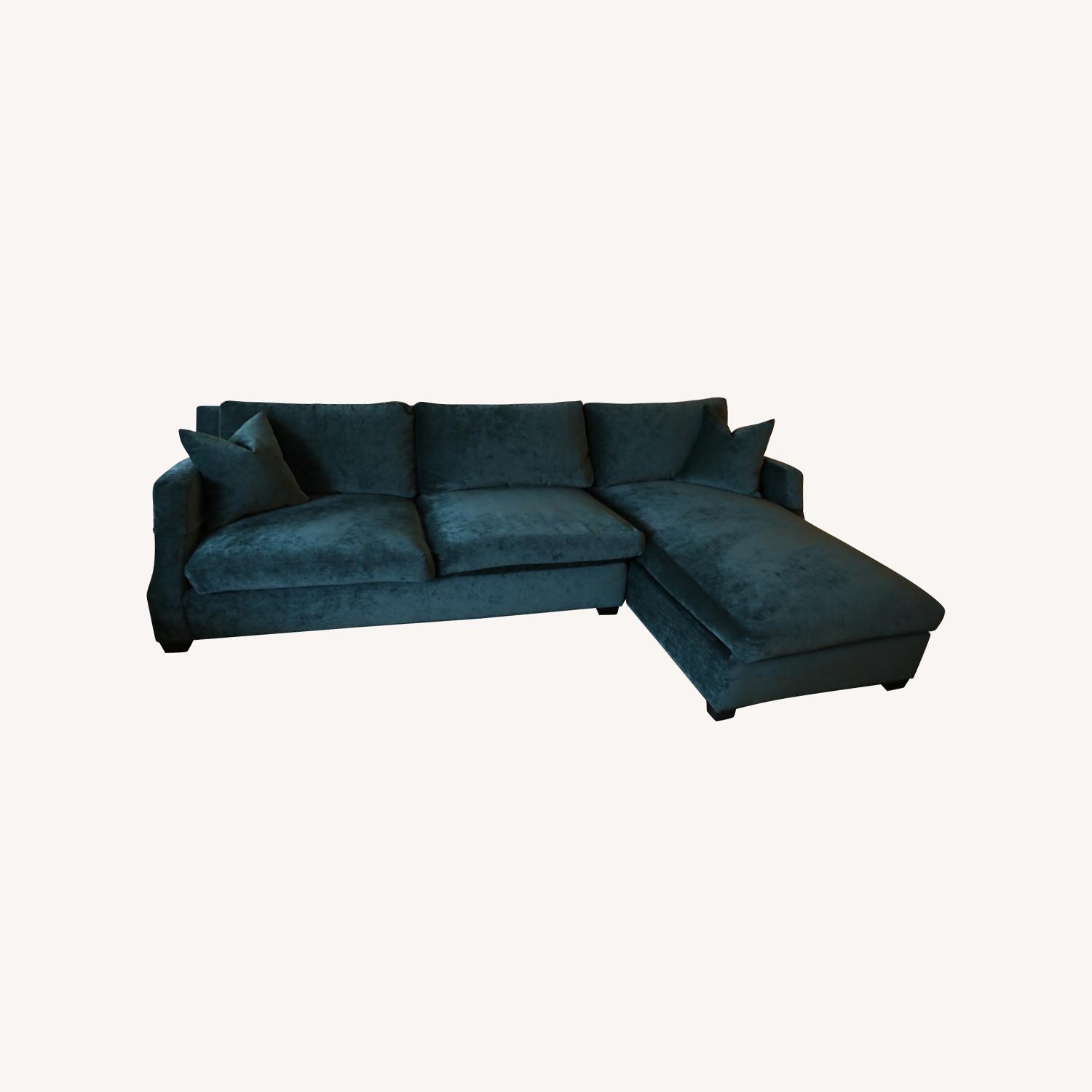 Ethan Allen Lynn Emerald Green Sectional Sofa AptDeco