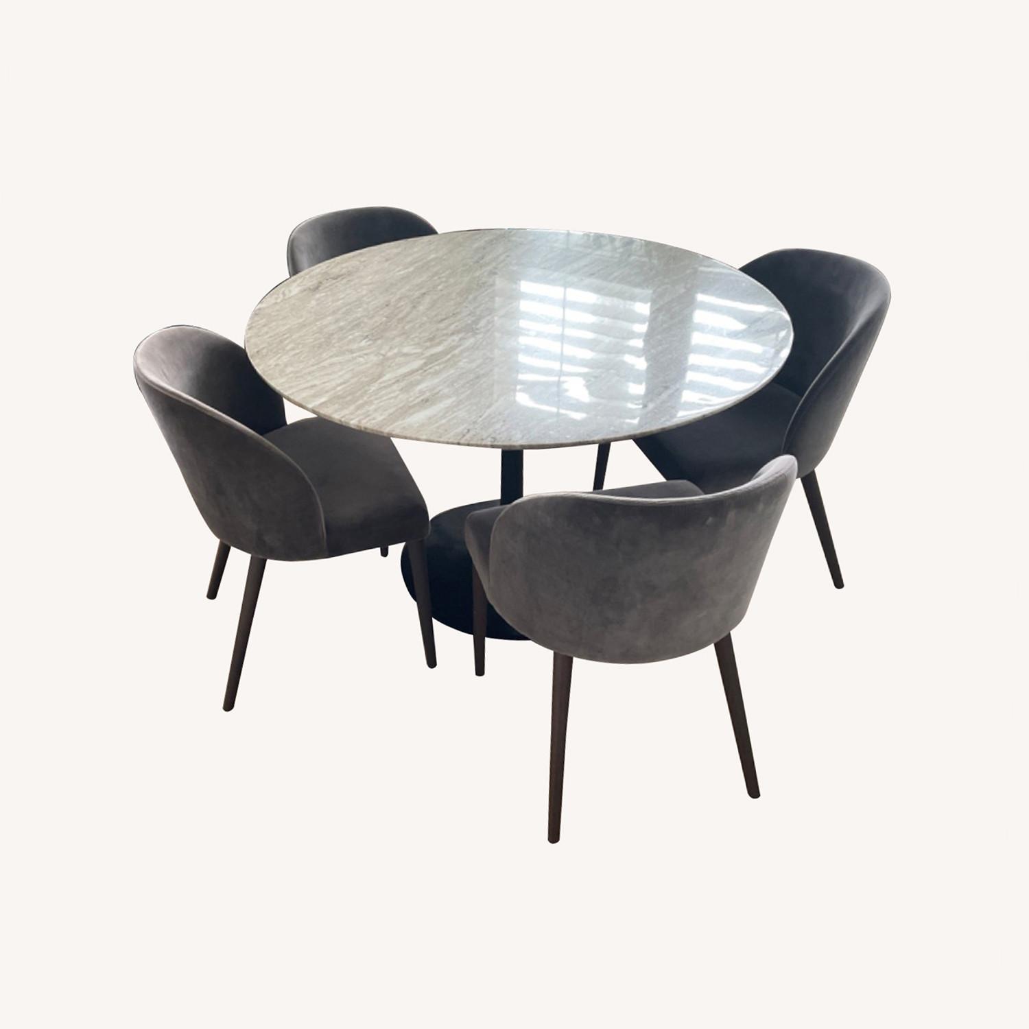 Modern Stone Dining Table With Comfortable Chairs AptDeco