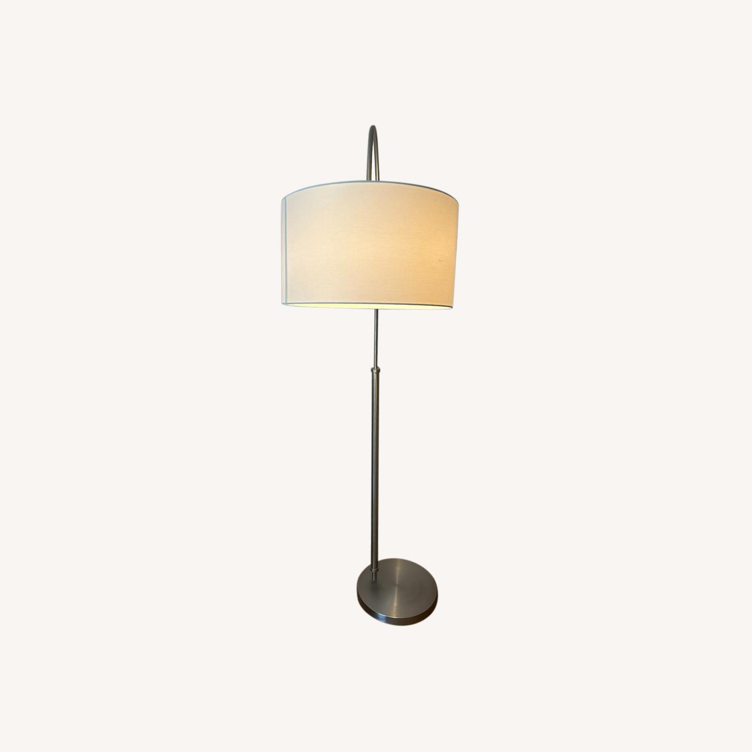 Petite Brushed Nickel Adjustable Arc Floor Lamp - image-0
