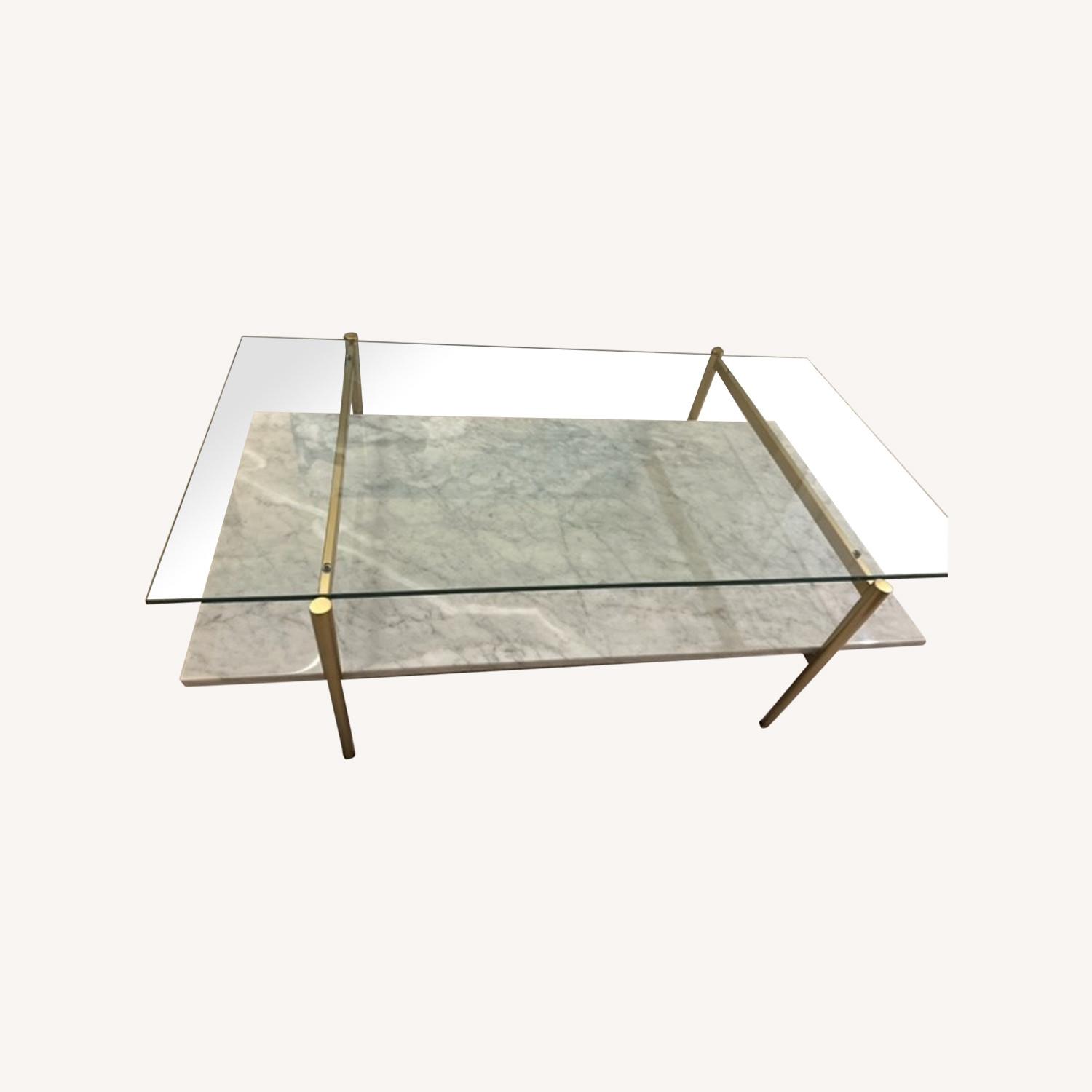 West Elm Marble Rectangle Coffee Table - image-0