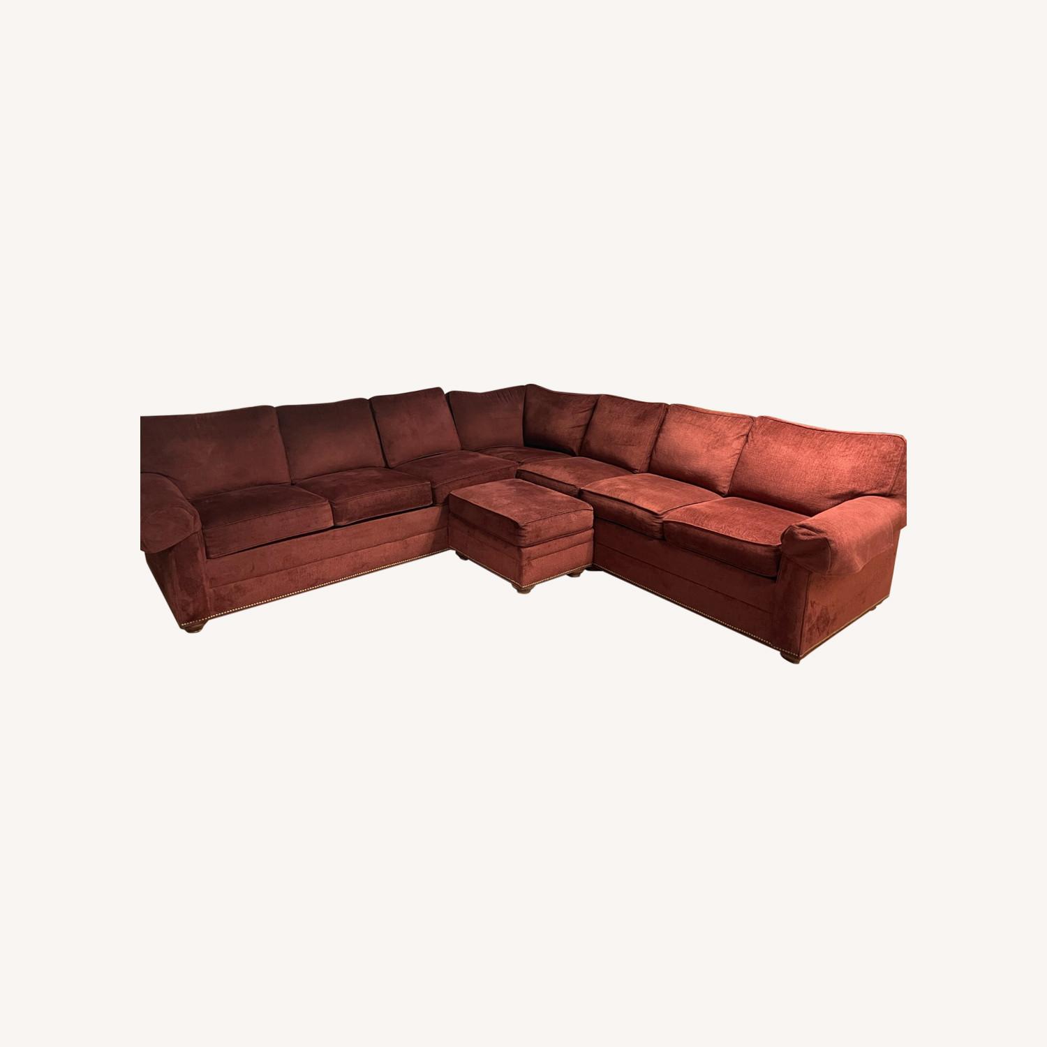 Ethan Allen Sectional and Ottoman - image-0