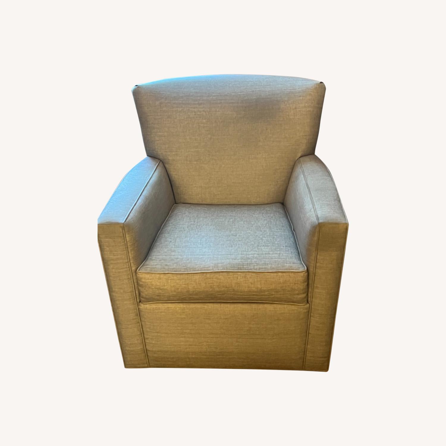 Ethan Allen Blue Swivel Armchair AptDeco