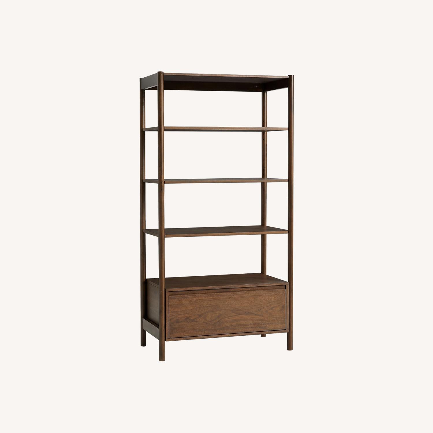 Pottery Barn Bloomquist Open Bookcase with Drawer AptDeco