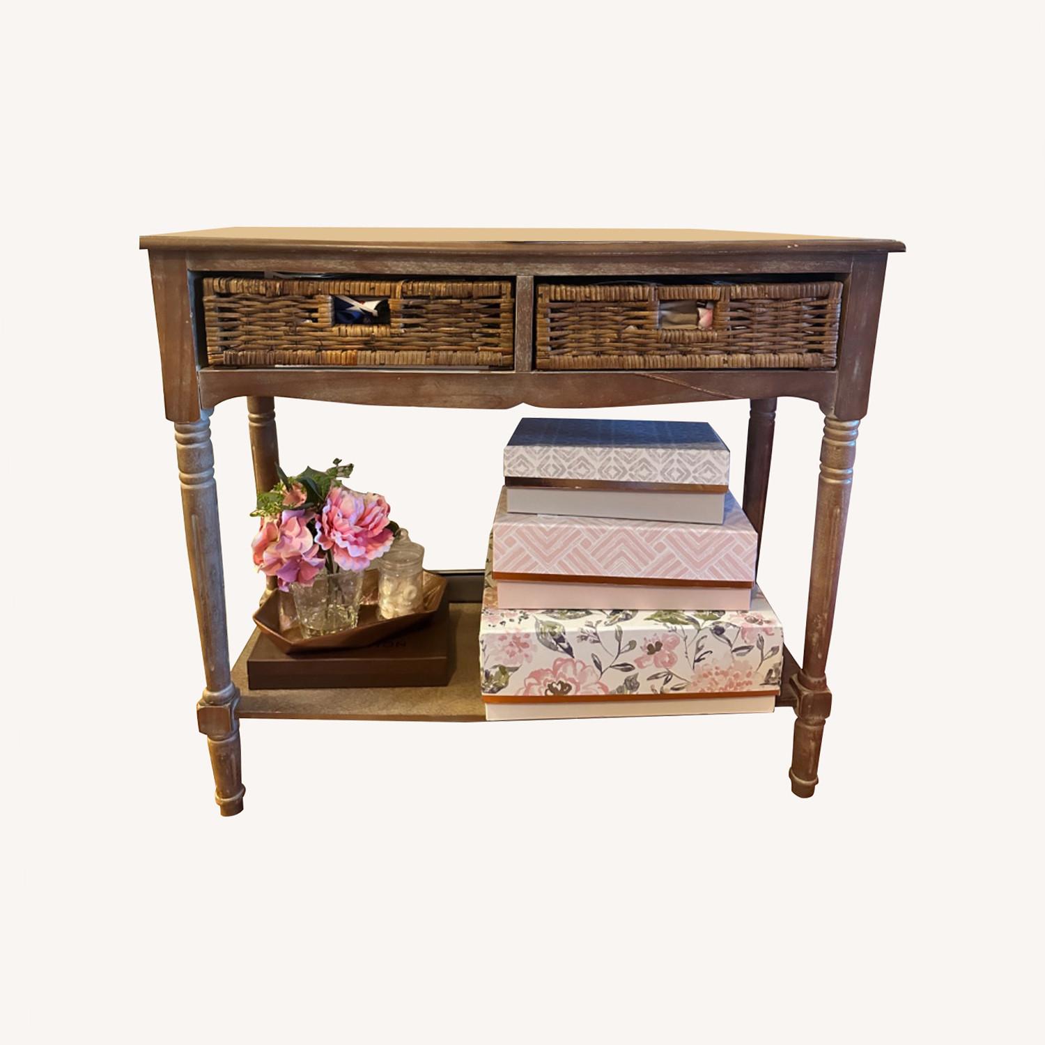 Distressed Wood Entry Table AptDeco