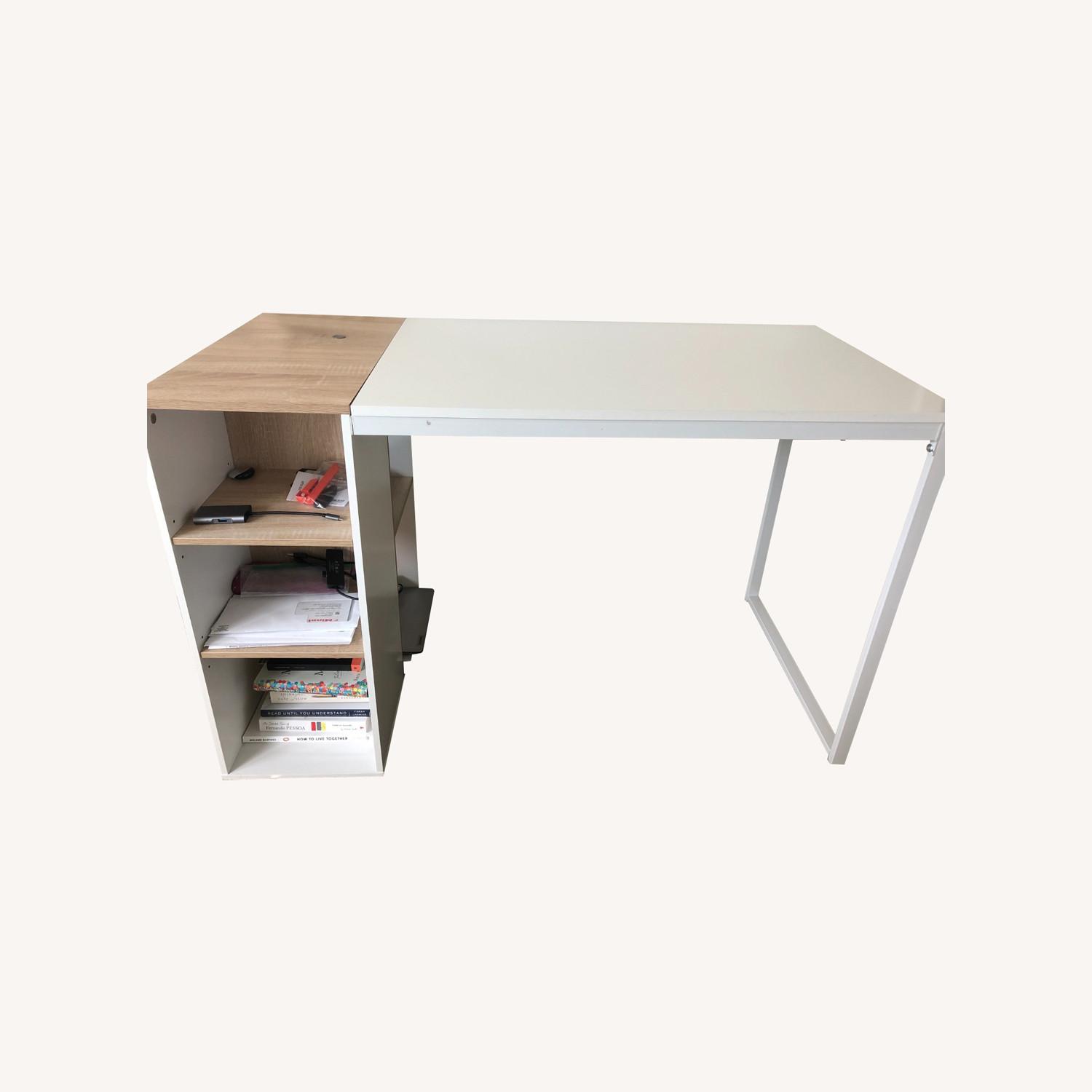 Office White Computer Desk with Storage - image-0