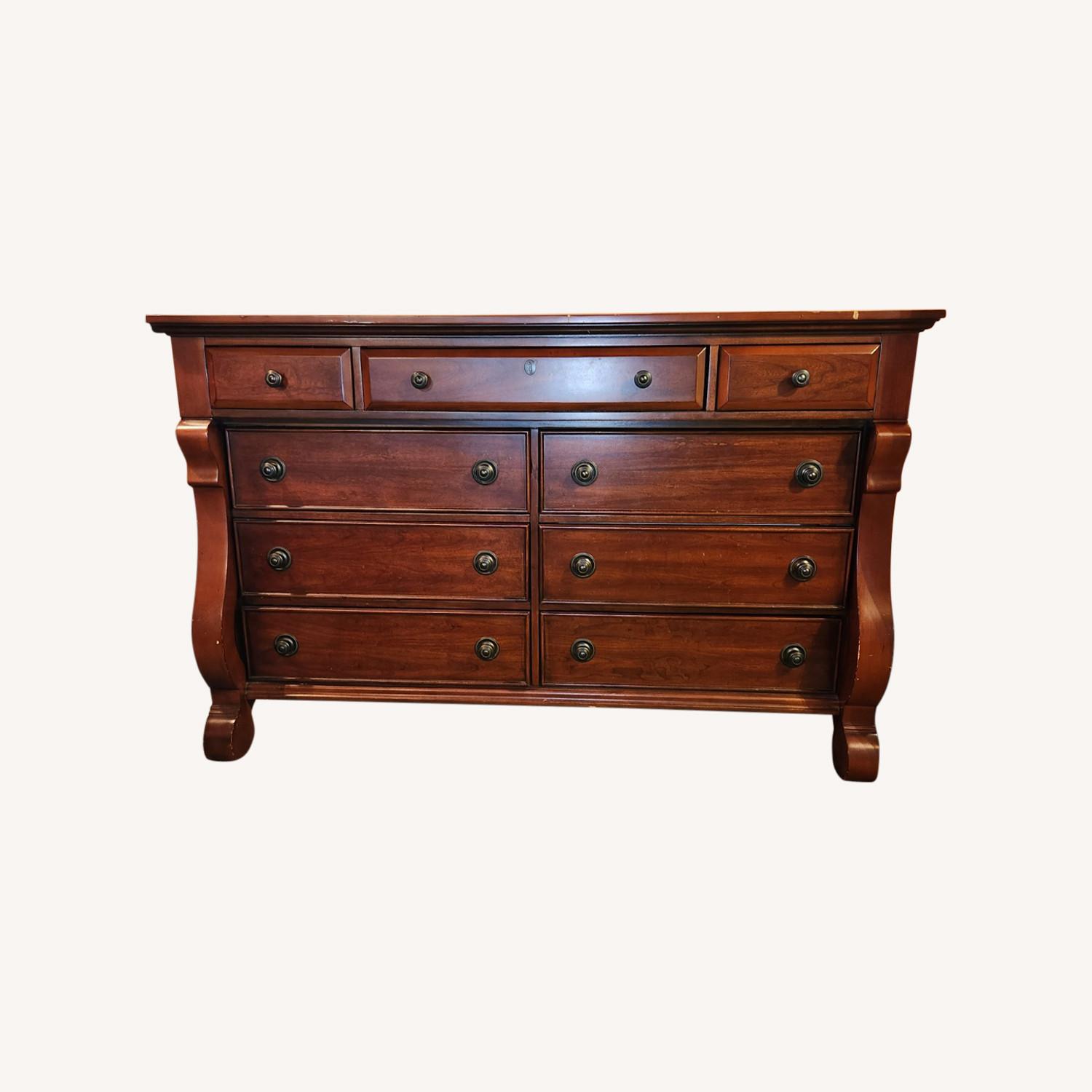 Cherry Wood Dresser with Mirror - image-0