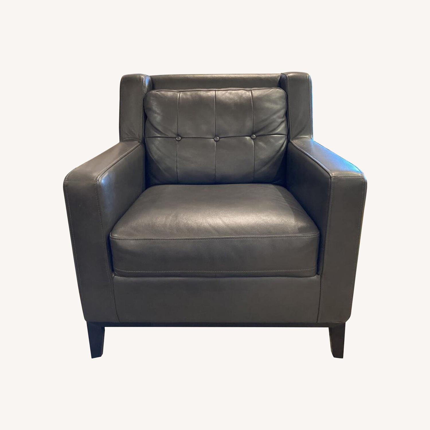 Jason Furniture Tufted Gray Leather Lounge Chair AptDeco