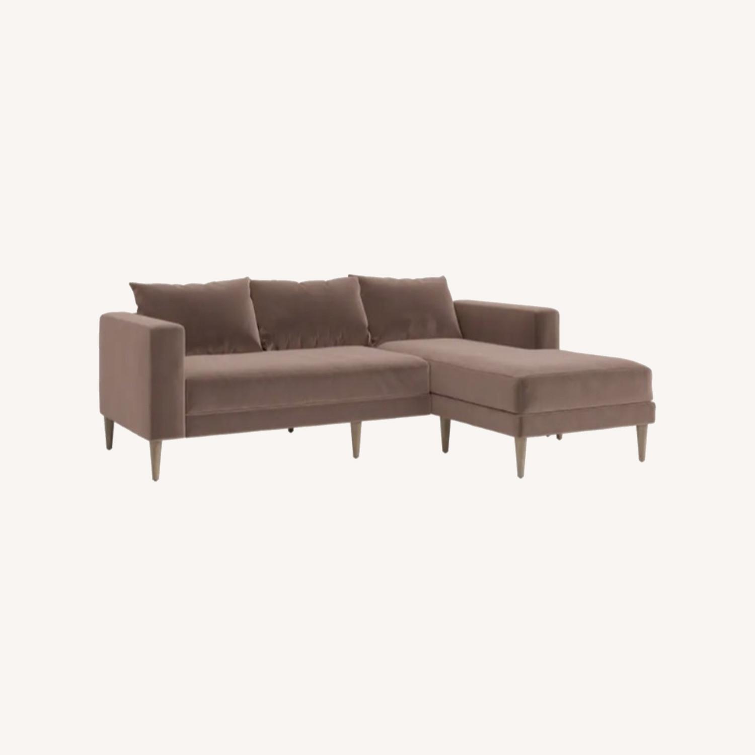 Dusty Rose Velvet Couch - image-0