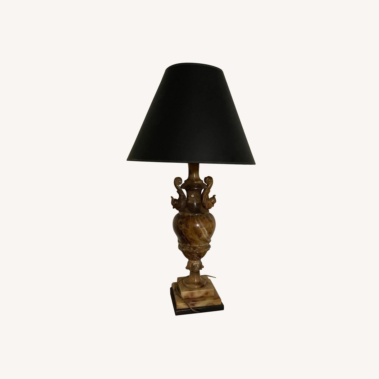Antique Table Lamp Rust Marble Base - image-0