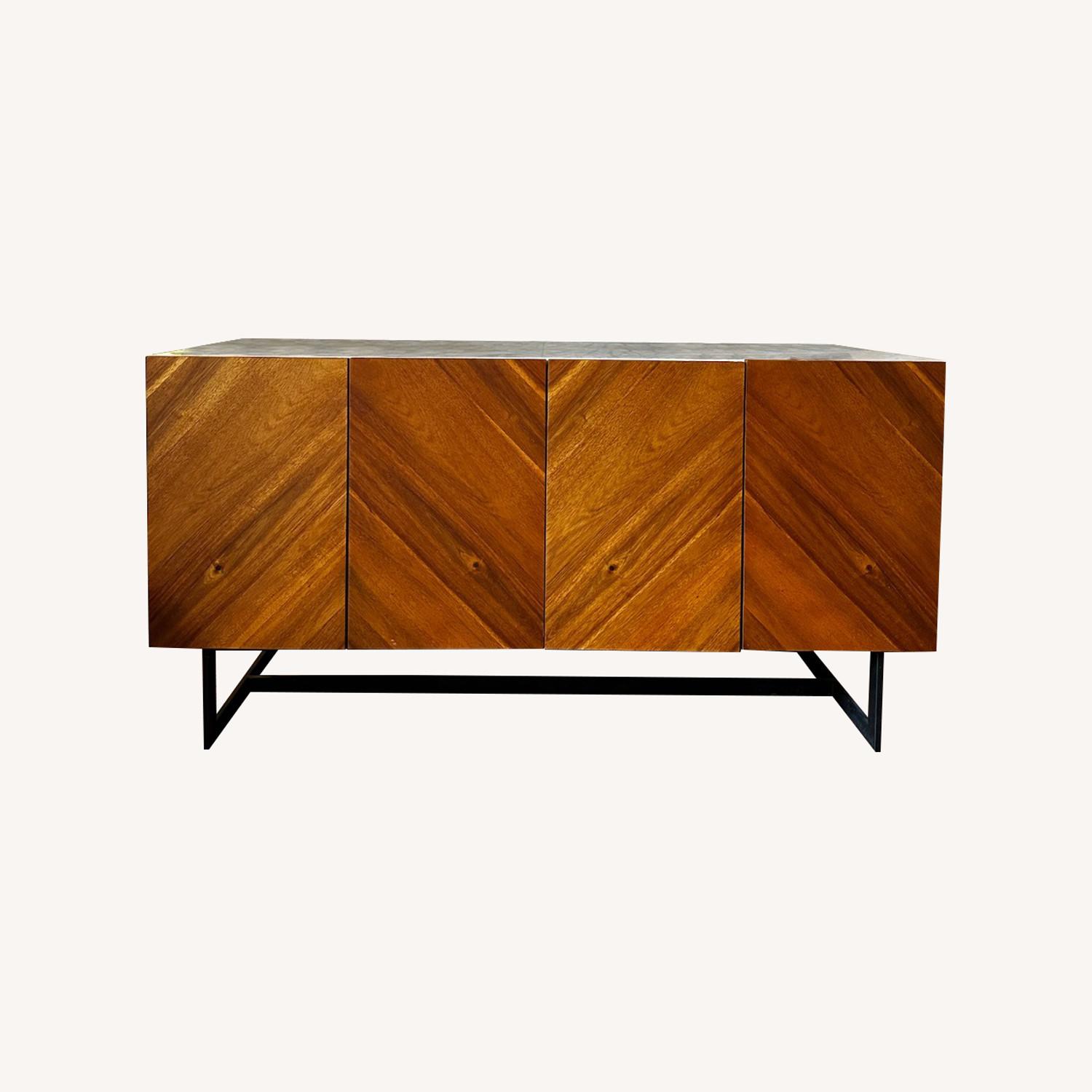 CB2 Walnut and Marble Media Storage AptDeco