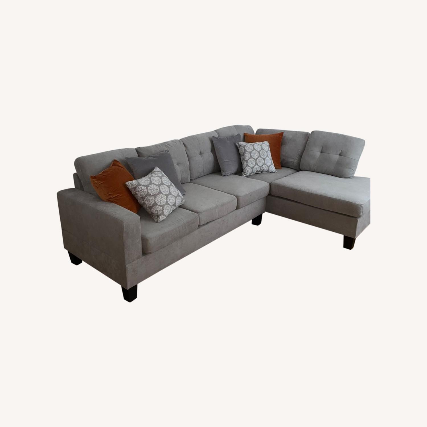 2 Piece Grey Upholstered Sectional - image-0