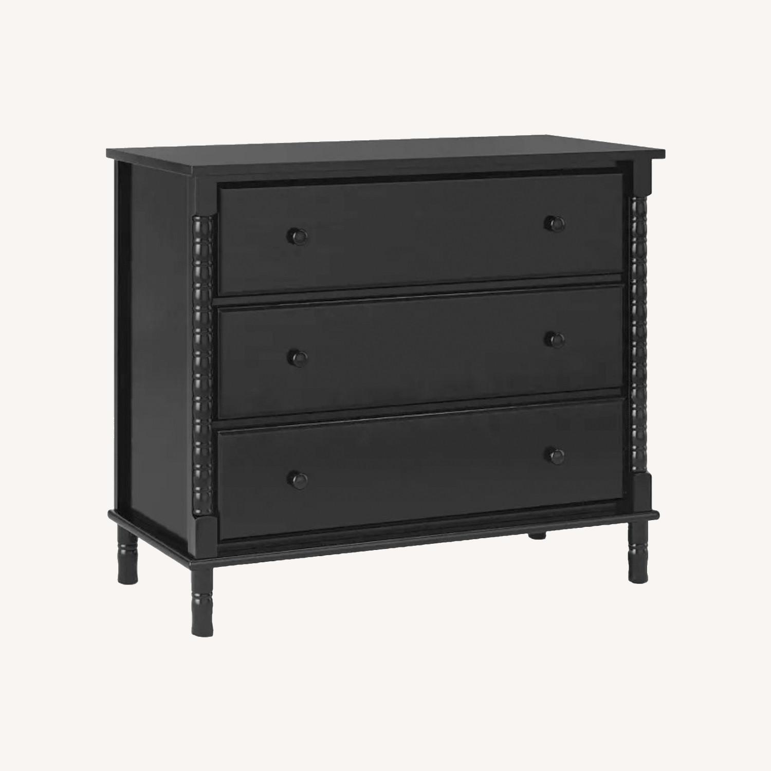 Black Three-Drawer Dresser with Antique Knobs - image-0