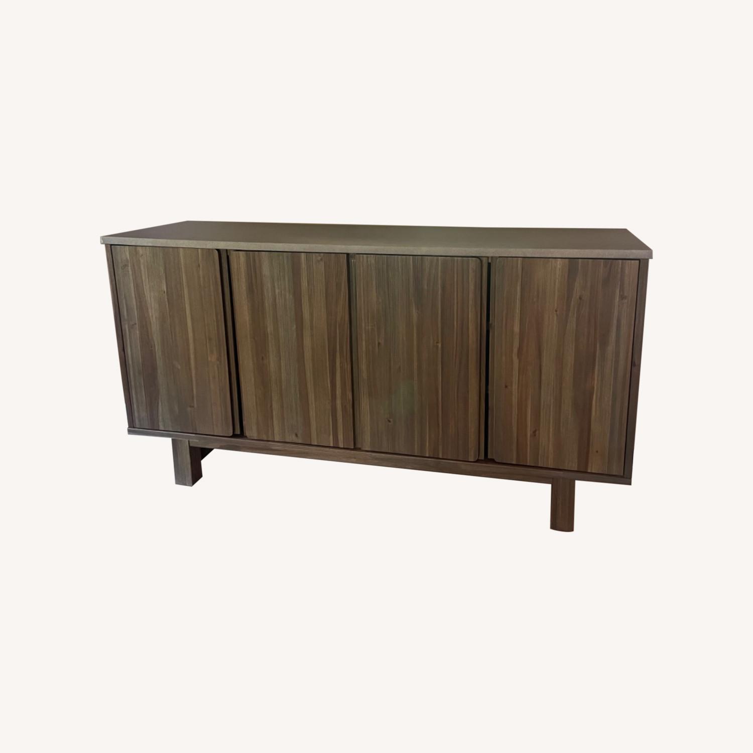 Crate & Barrel Mango Wood Sideboard With Granite Top - image-0