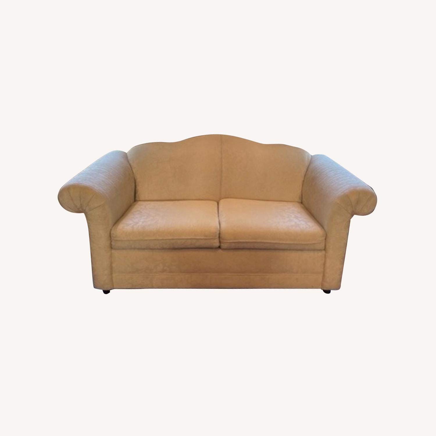 Elegant Ivory Fabric Loveseat AptDeco