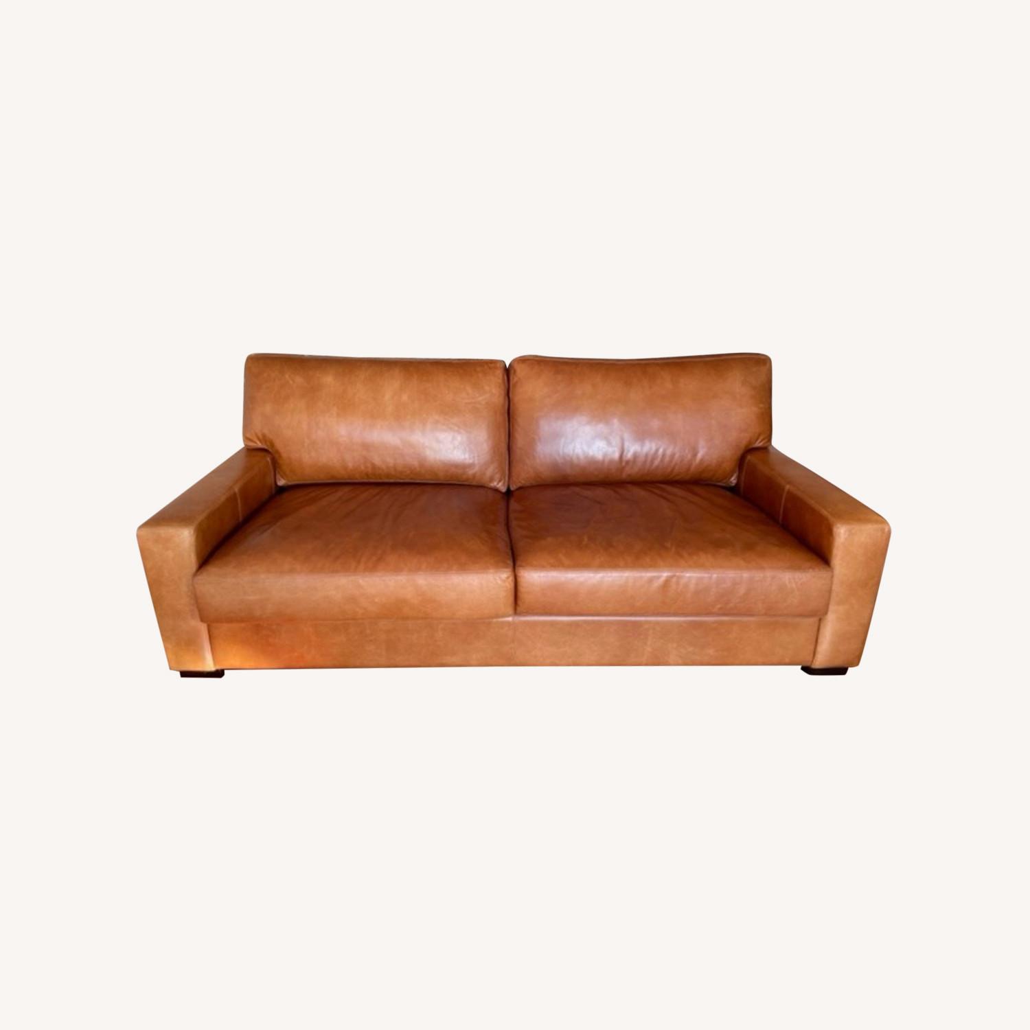 West Elm 85" Urban Leather Sofa, Mahogany AptDeco