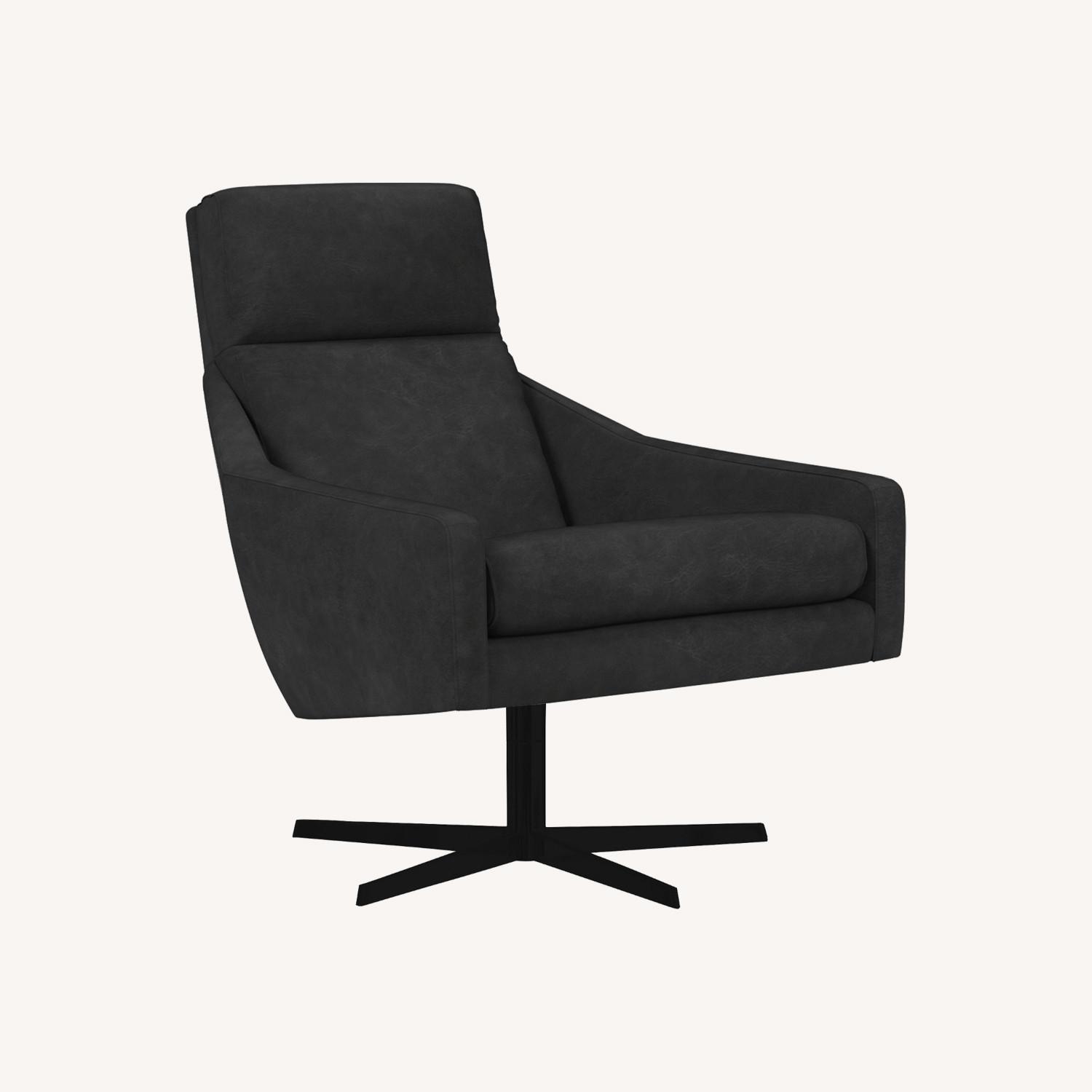 West Elm Austin Leather Swivel Armchair - image-0
