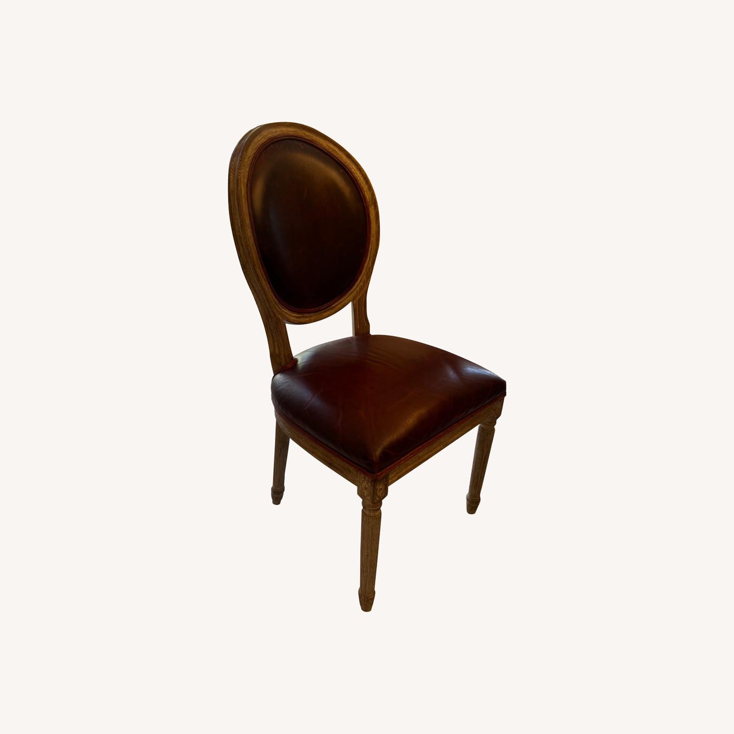 Vintage French Leather Dining Side Chair - image-0