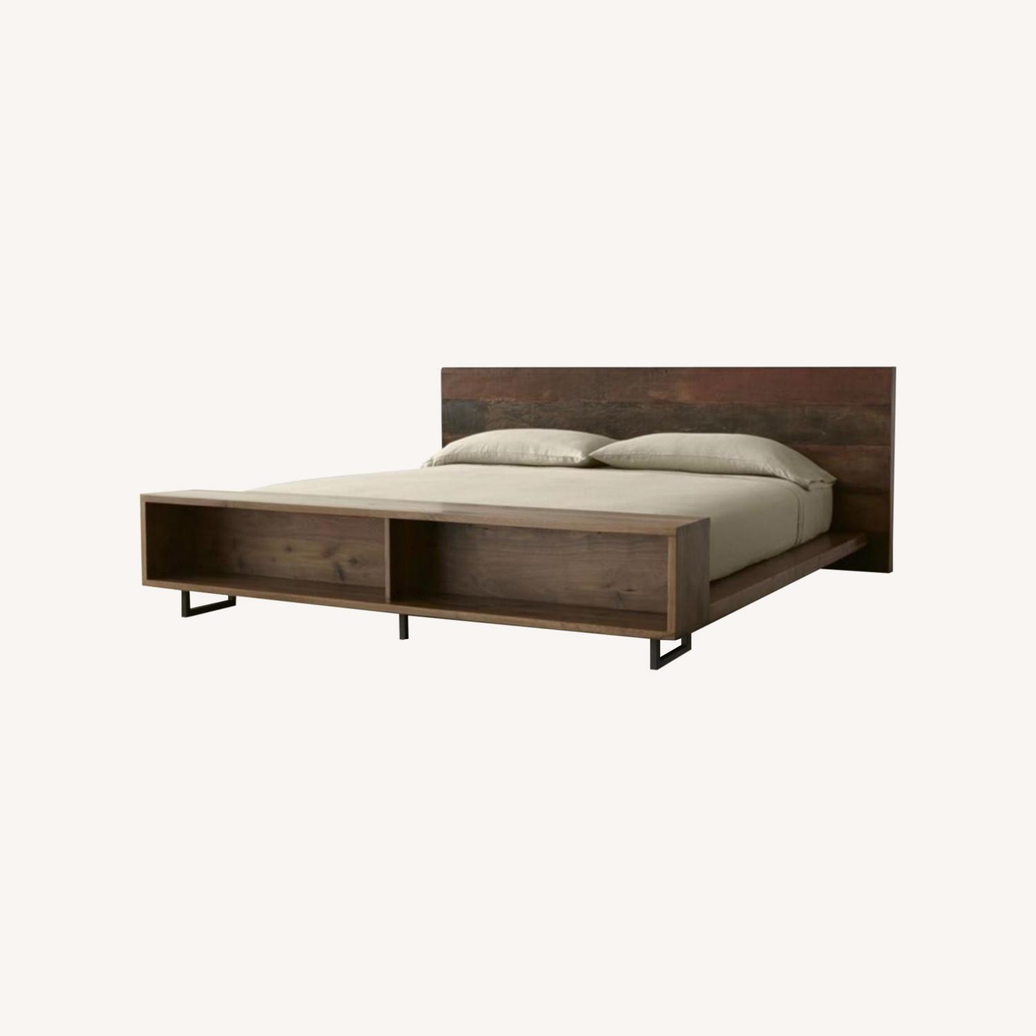 Crate & Barrel Atwood Wood King Bed w Bookcase - image-0