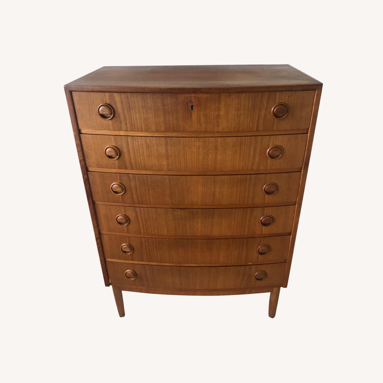 Six Drawer Teak Veneer Dresser - image-0