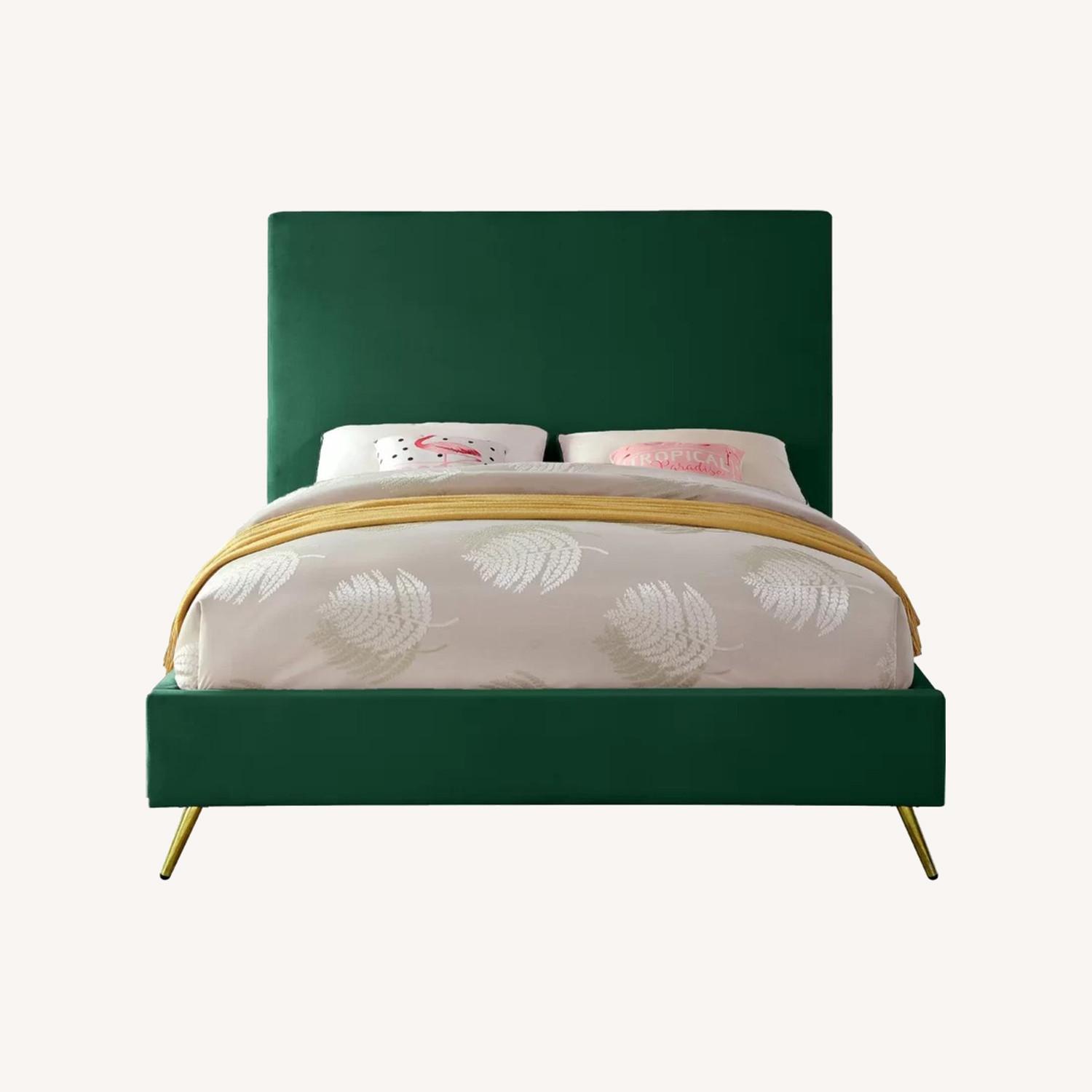 Wayfair Velvet Upholstered Queen Bed AptDeco