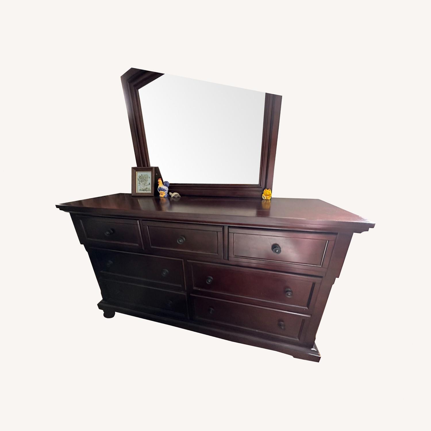 Dark Brown Wood Dresser With Mirror AptDeco