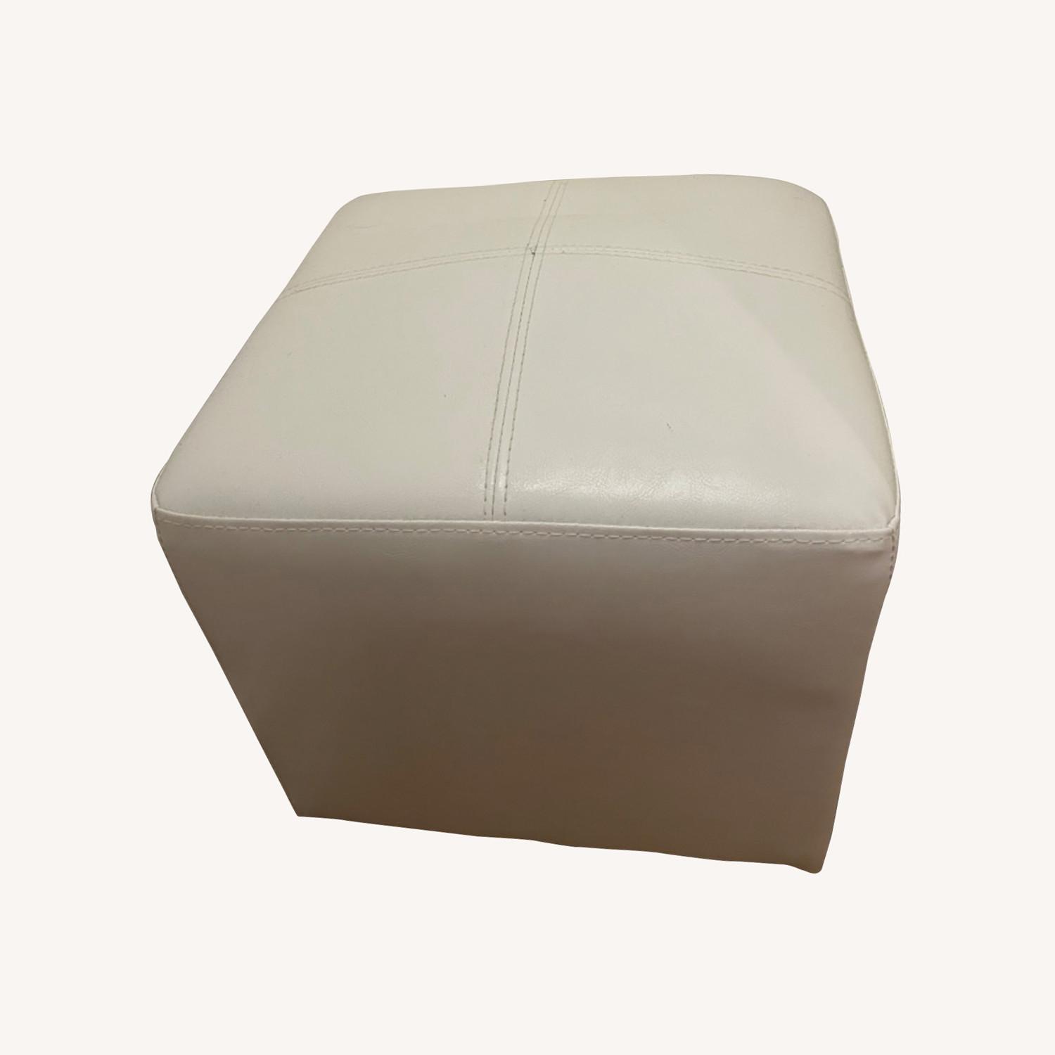 White Leather Stool AptDeco