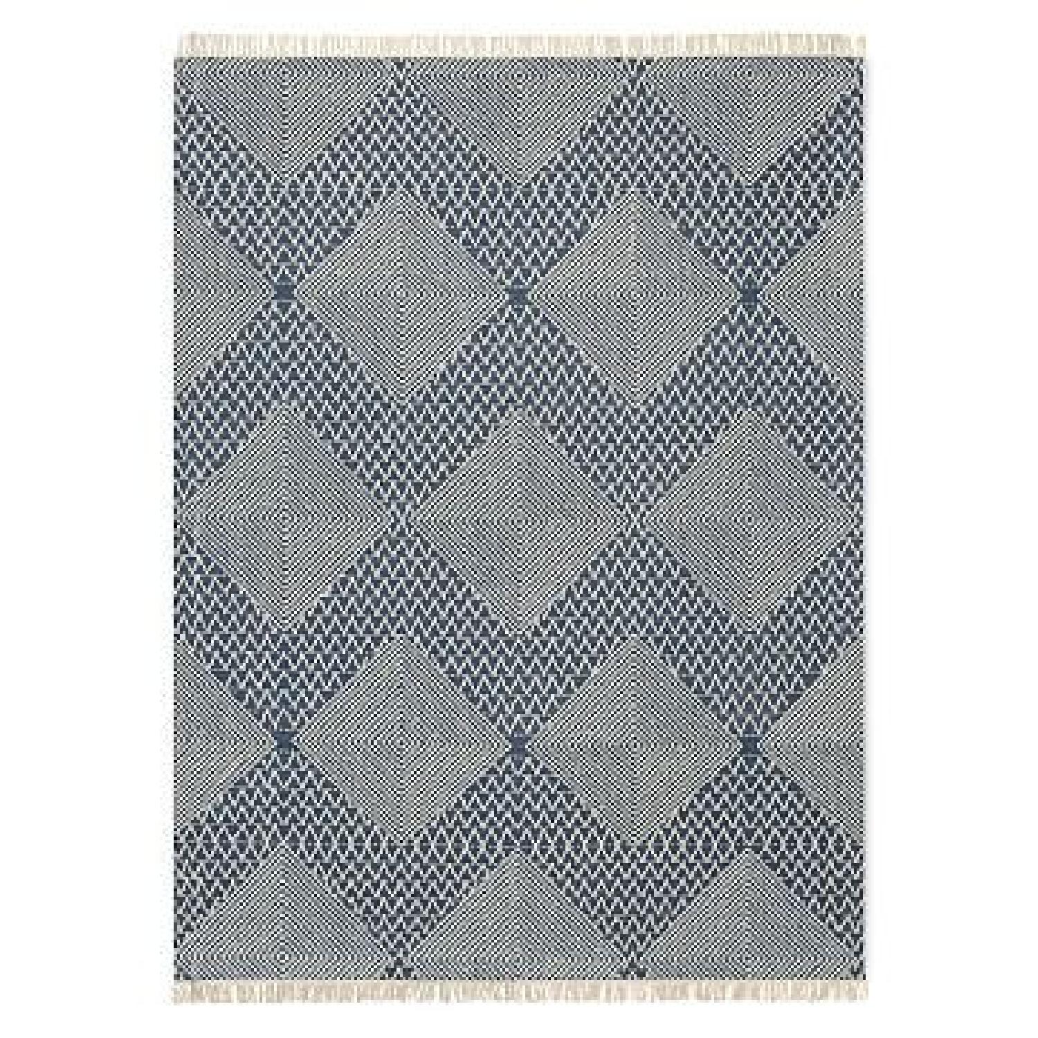 West Elm Traced Diamond WoolKilim Midnight 5'x8' - image-6