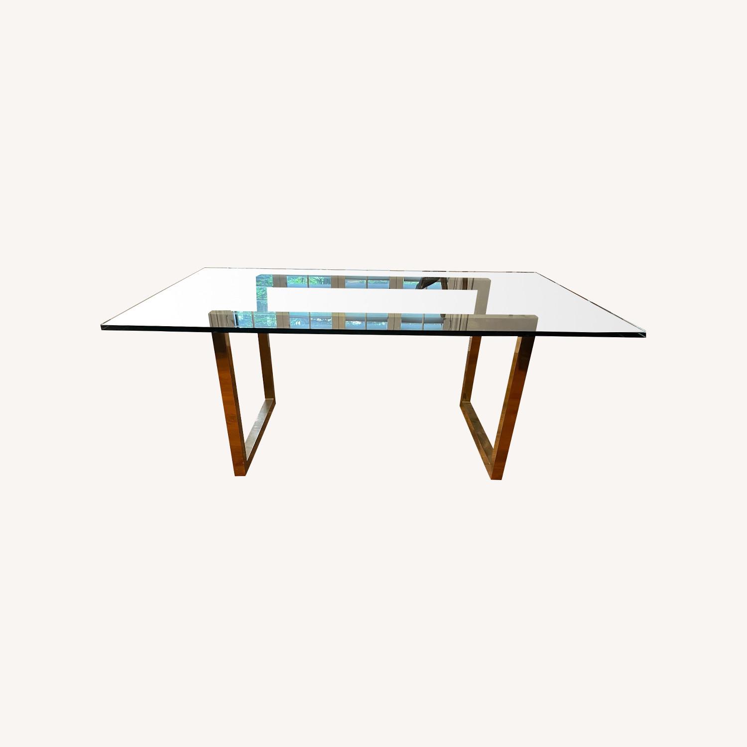Glass Top Brass Base Dining Table AptDeco
