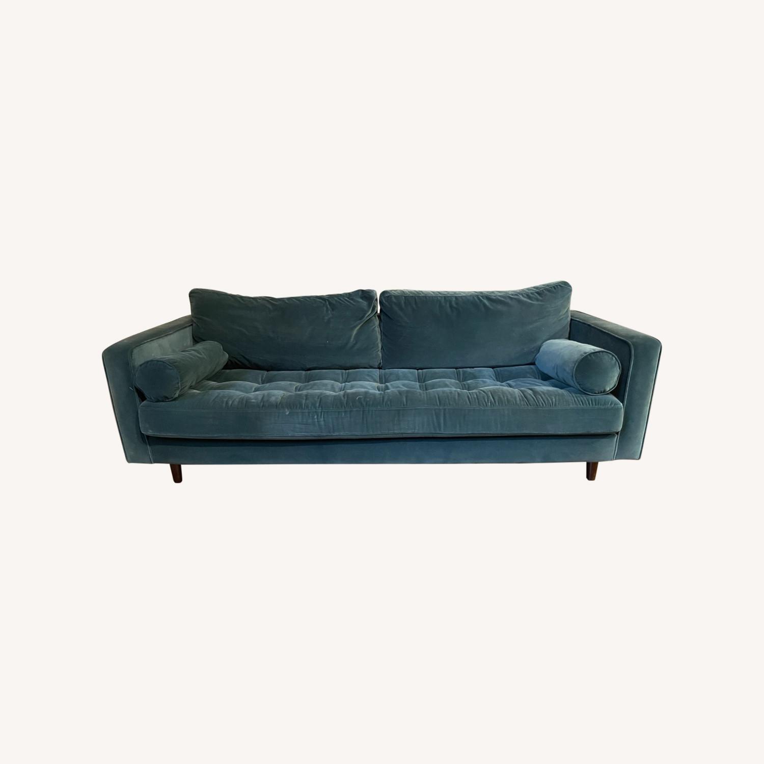 Article Midcentury Modern Pacific Blue Sofa AptDeco
