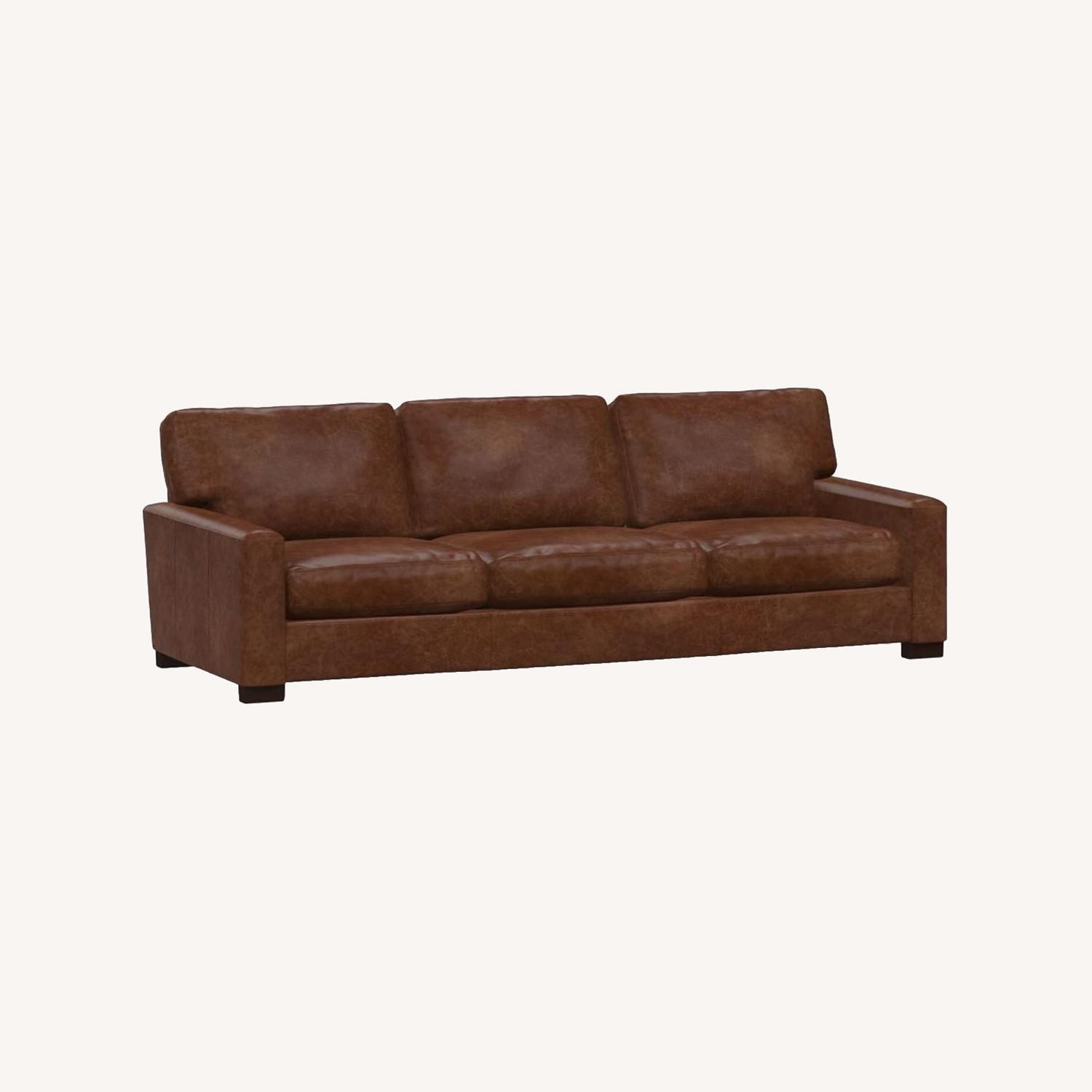 Pottery Barn Turner Leather Sofa 3Seater 103.5" AptDeco