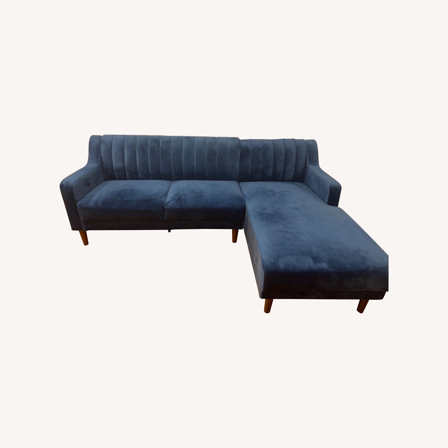 Wayfair Everly Quinn Blue Velvet Sectional - image-0