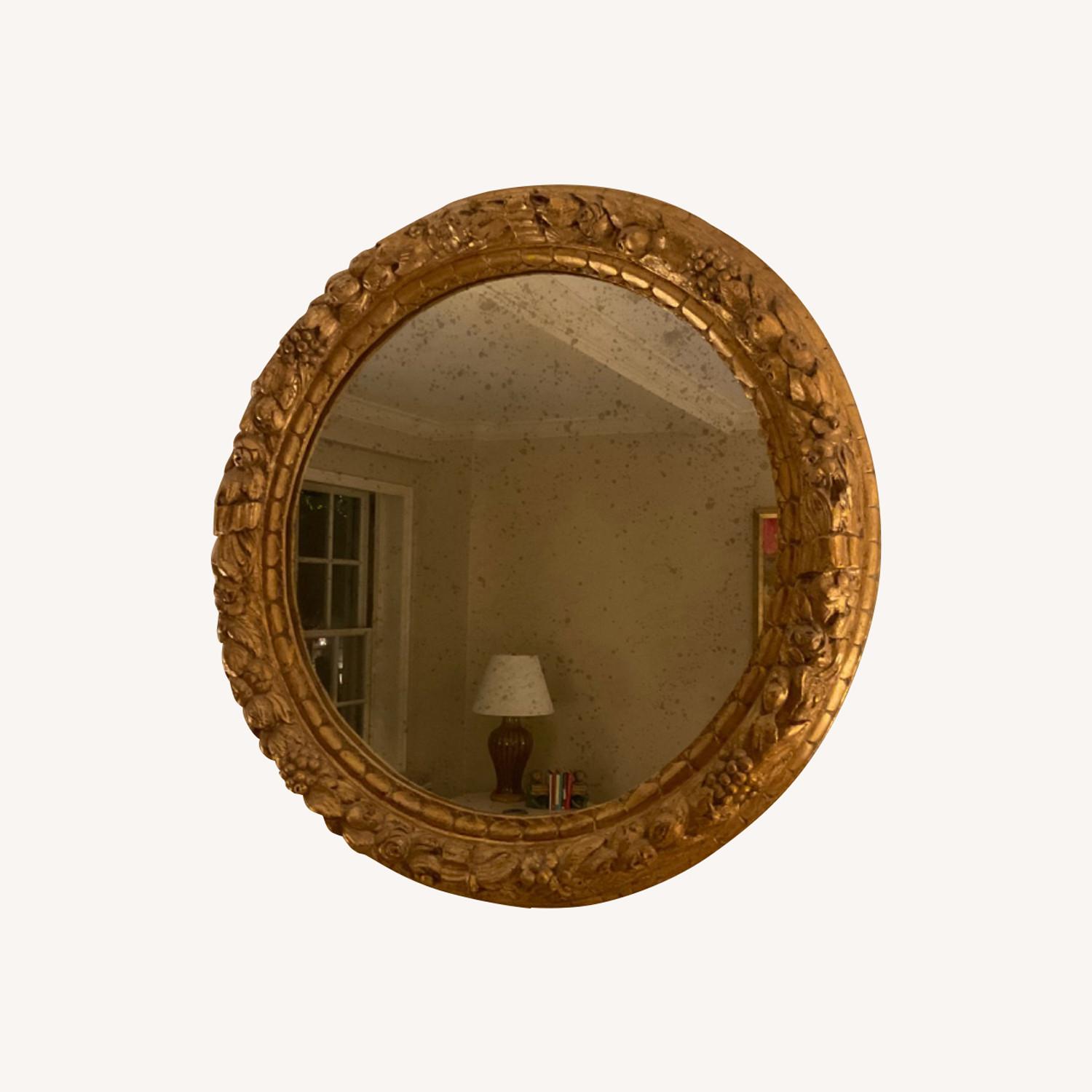 Round Gold Mirror With Antiqued Patina - image-0