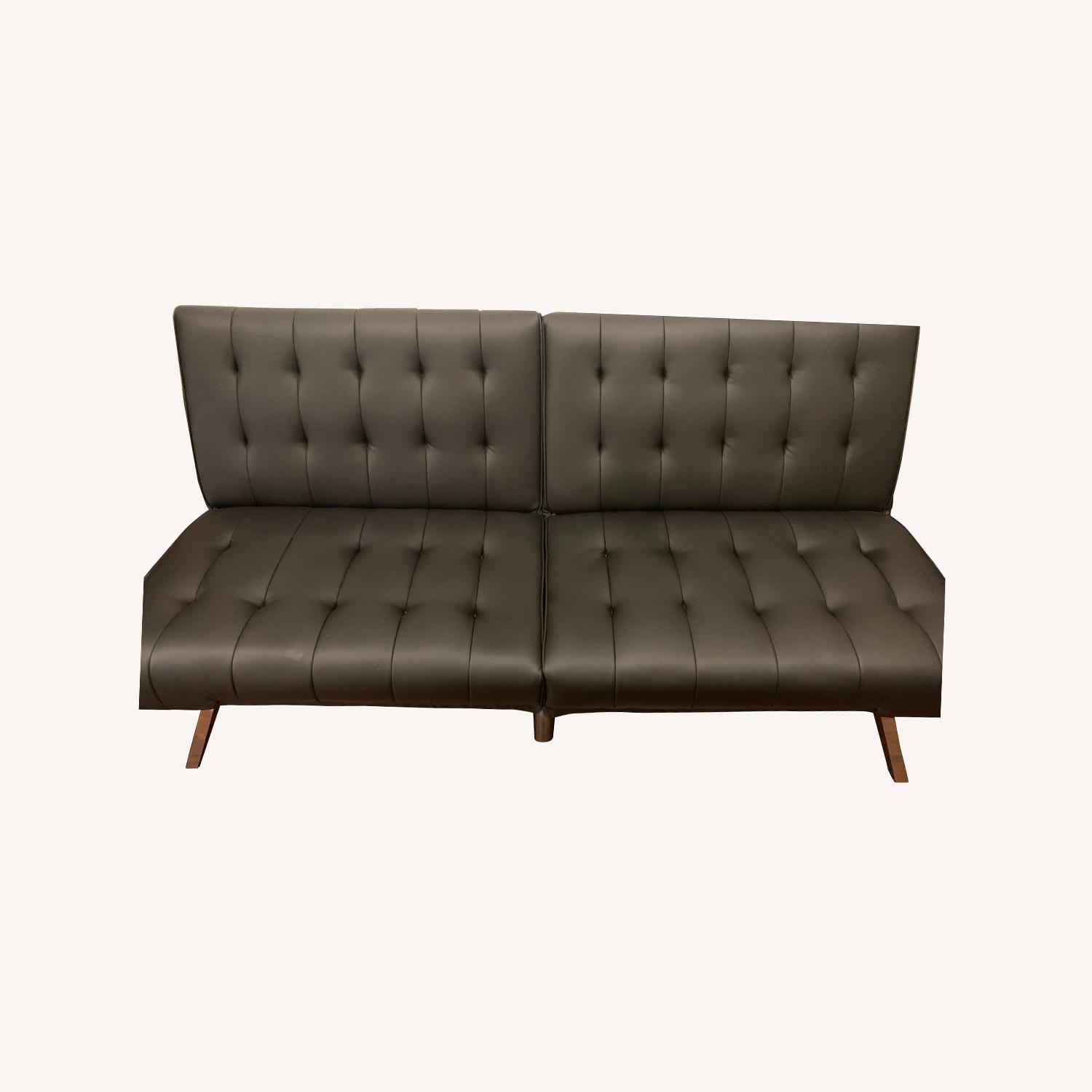 Wade Logan Convertible Black Sofa Futon 71 Inch Wide - AptDeco