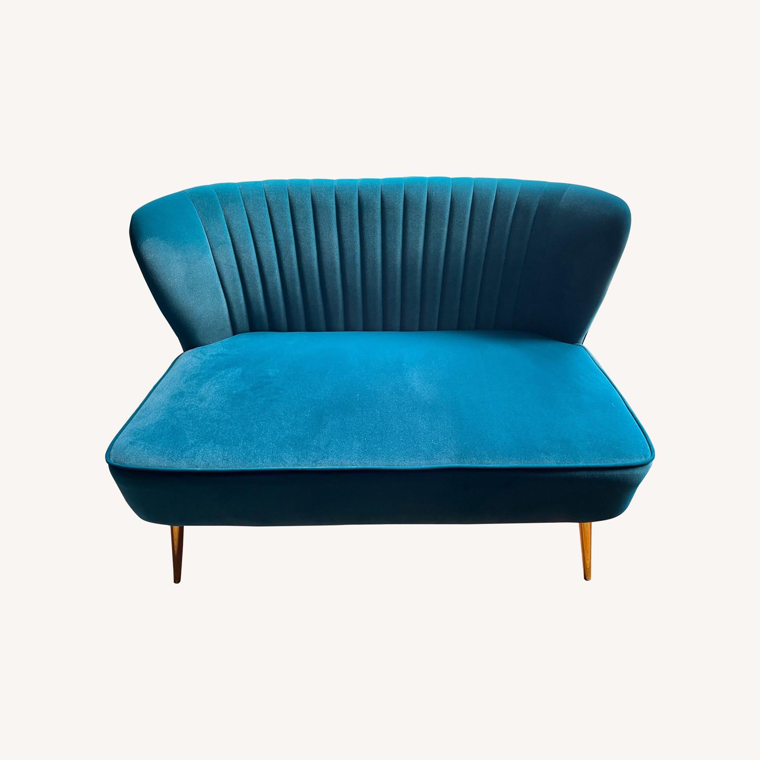 Etta Avenue Teal Velvet Loveseat - image-0