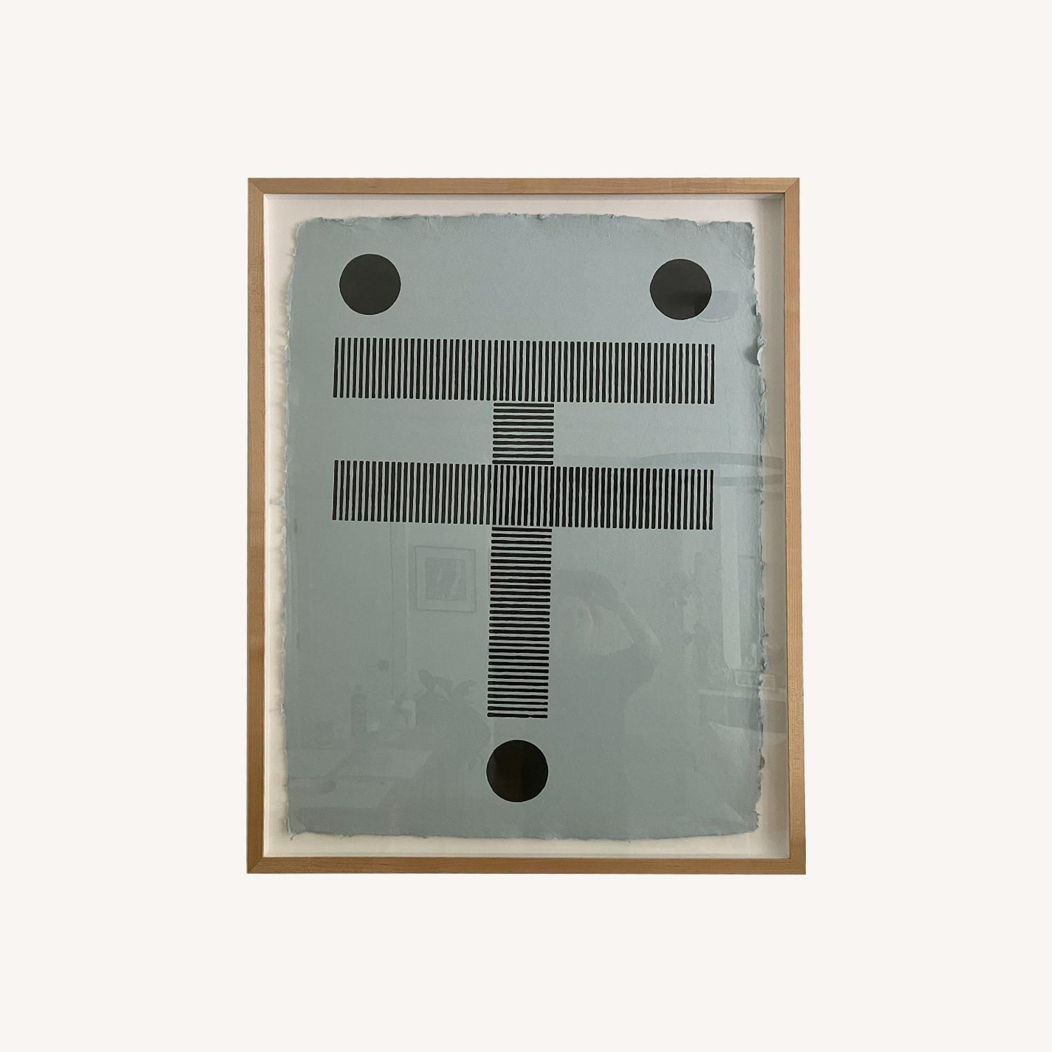 Large Woodblock Print in Maple Frame AptDeco