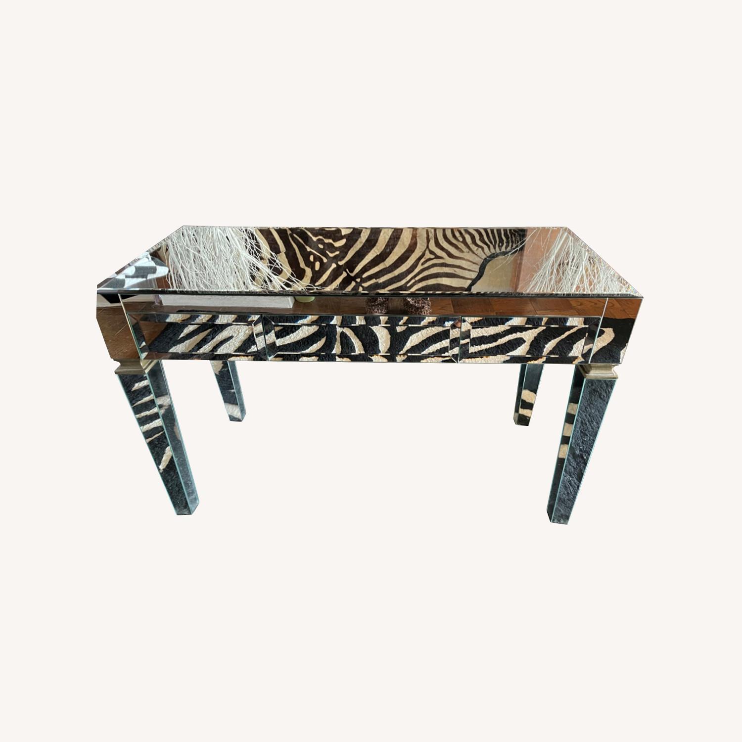 Horchow Mirrored Vanity Desk 3 Drawers - image-0