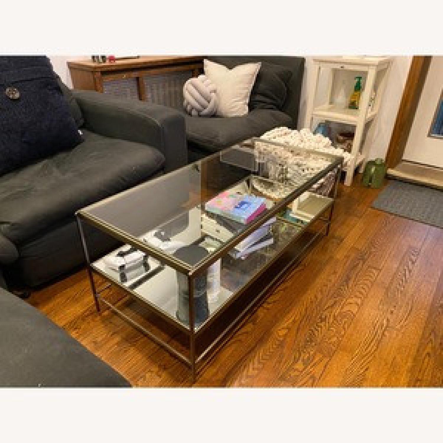Pottery Barn Leona Coffee Table Glass Brass AptDeco