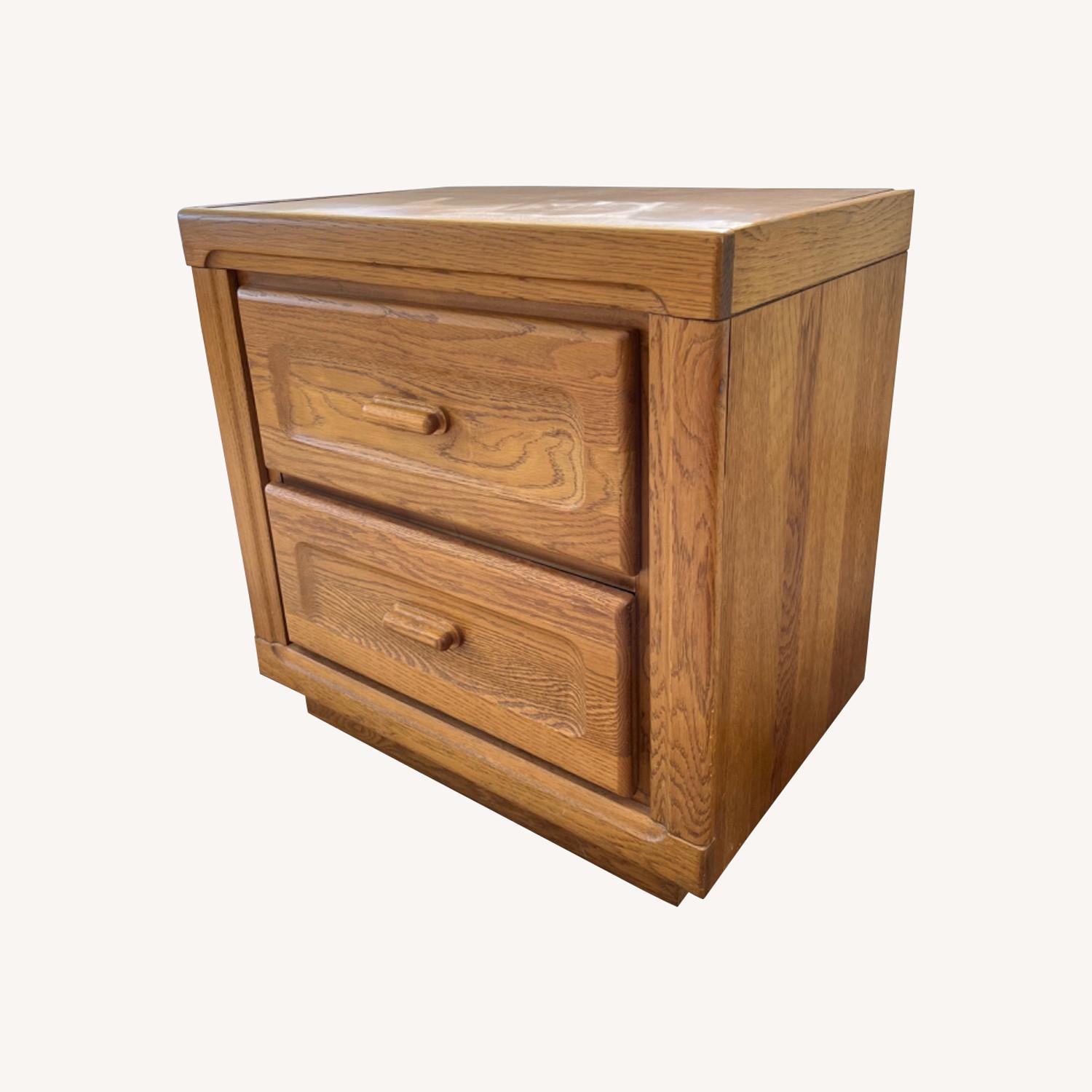 Oak Finish Nightstand AptDeco