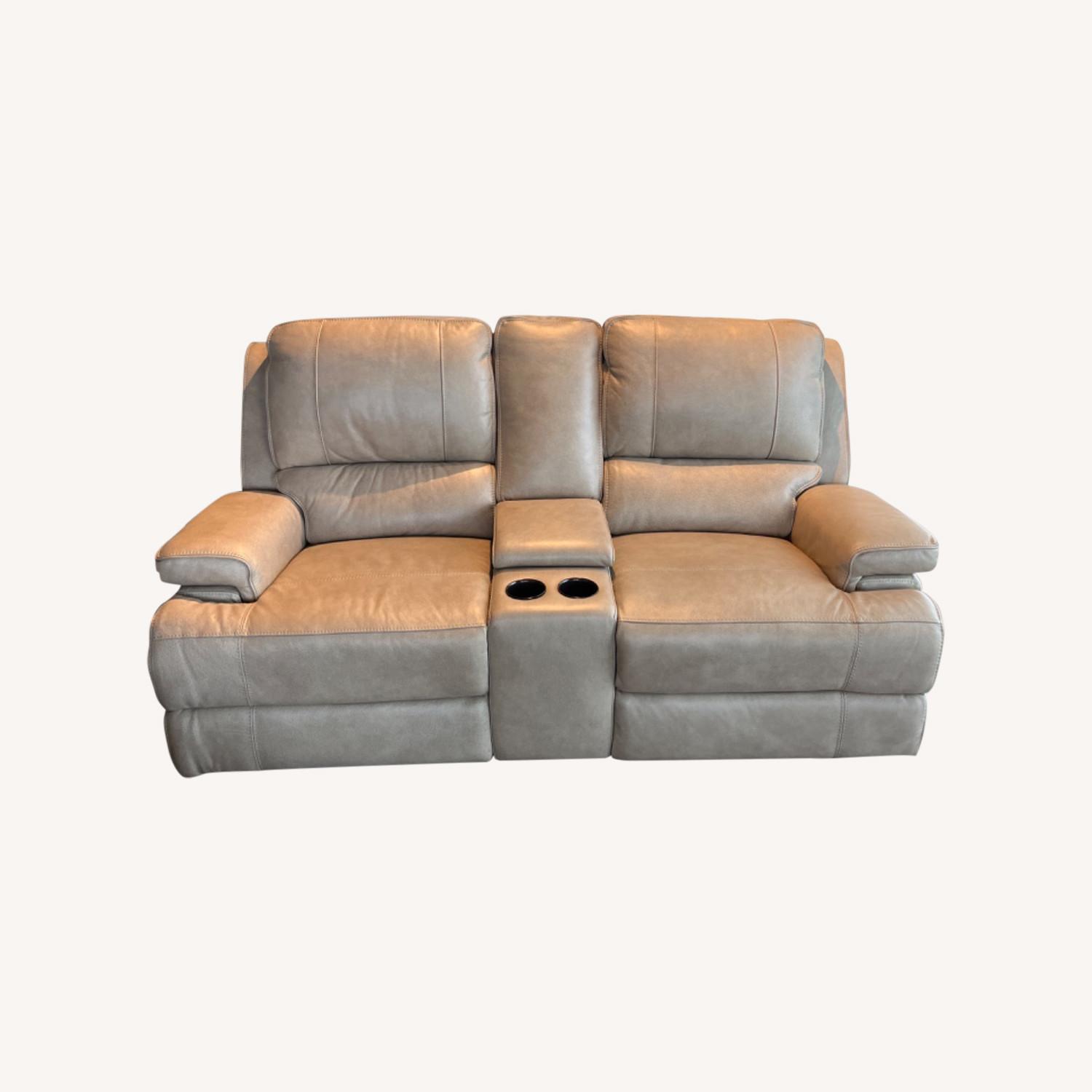 Leather Electronic Reclining Loveseat - image-0